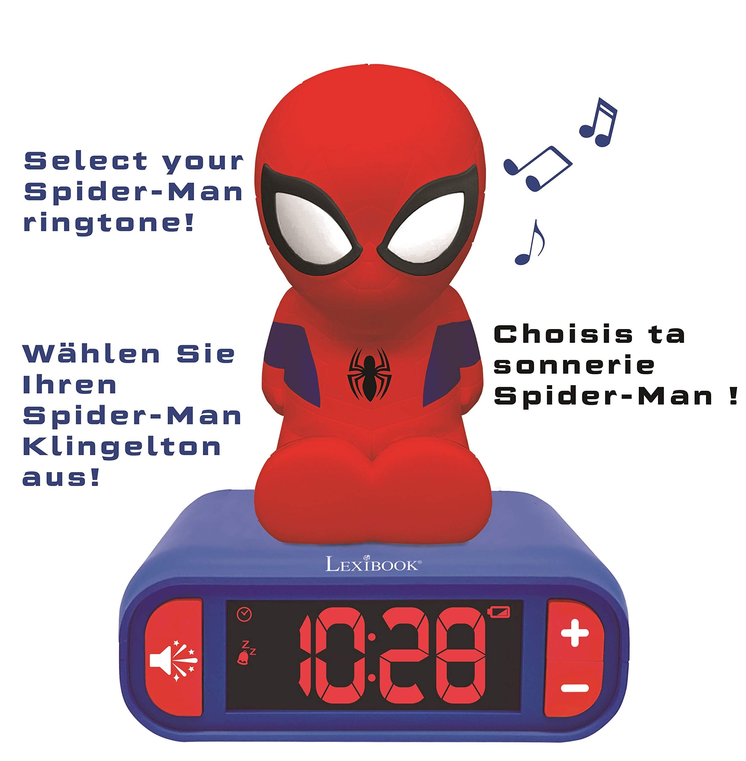 LEXIBOOK Spider-Man Digital Alarm Clock with Light-Up Feature and Sound Effects - Blue 4