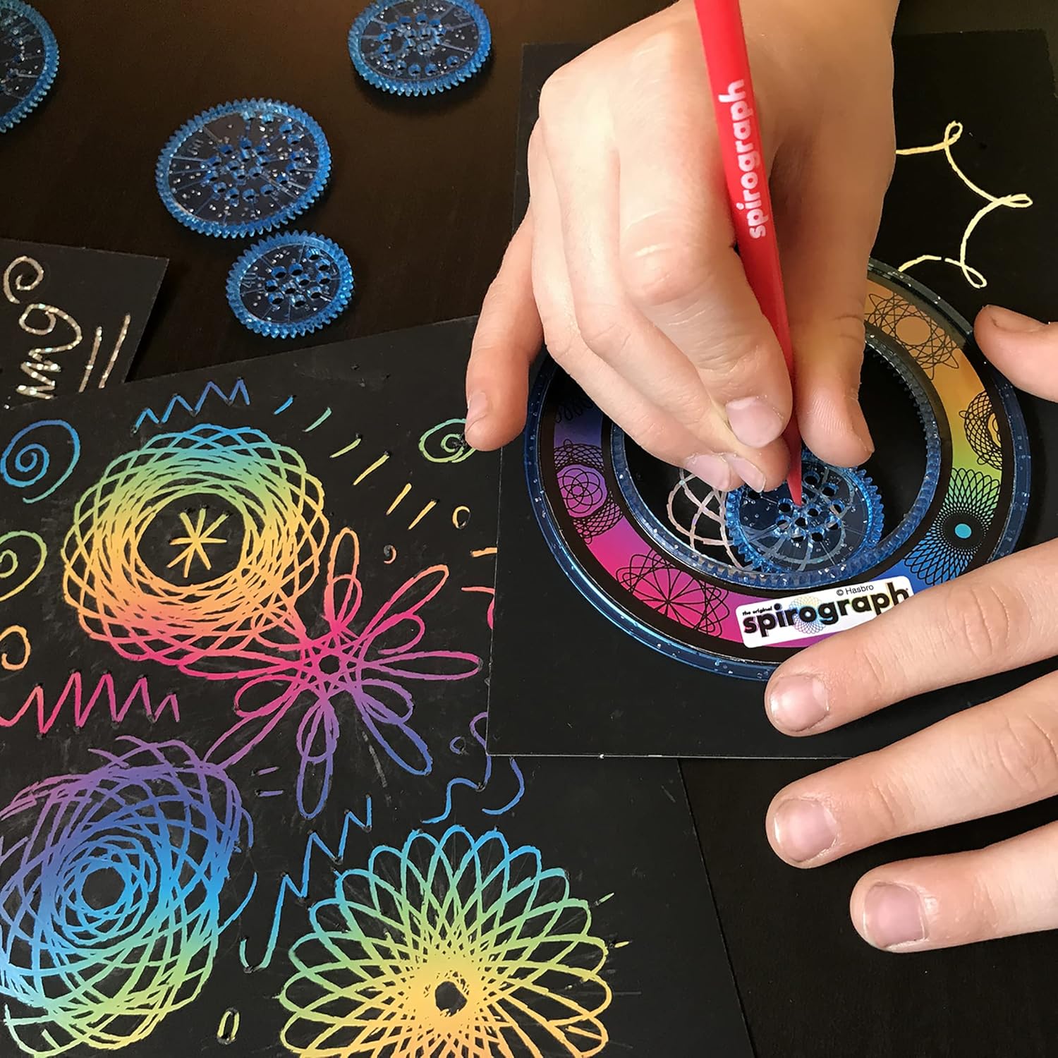 Spirograph Scratch & Shimmer - Glitter Precision Wheels & Rainbow Scratch Art Set