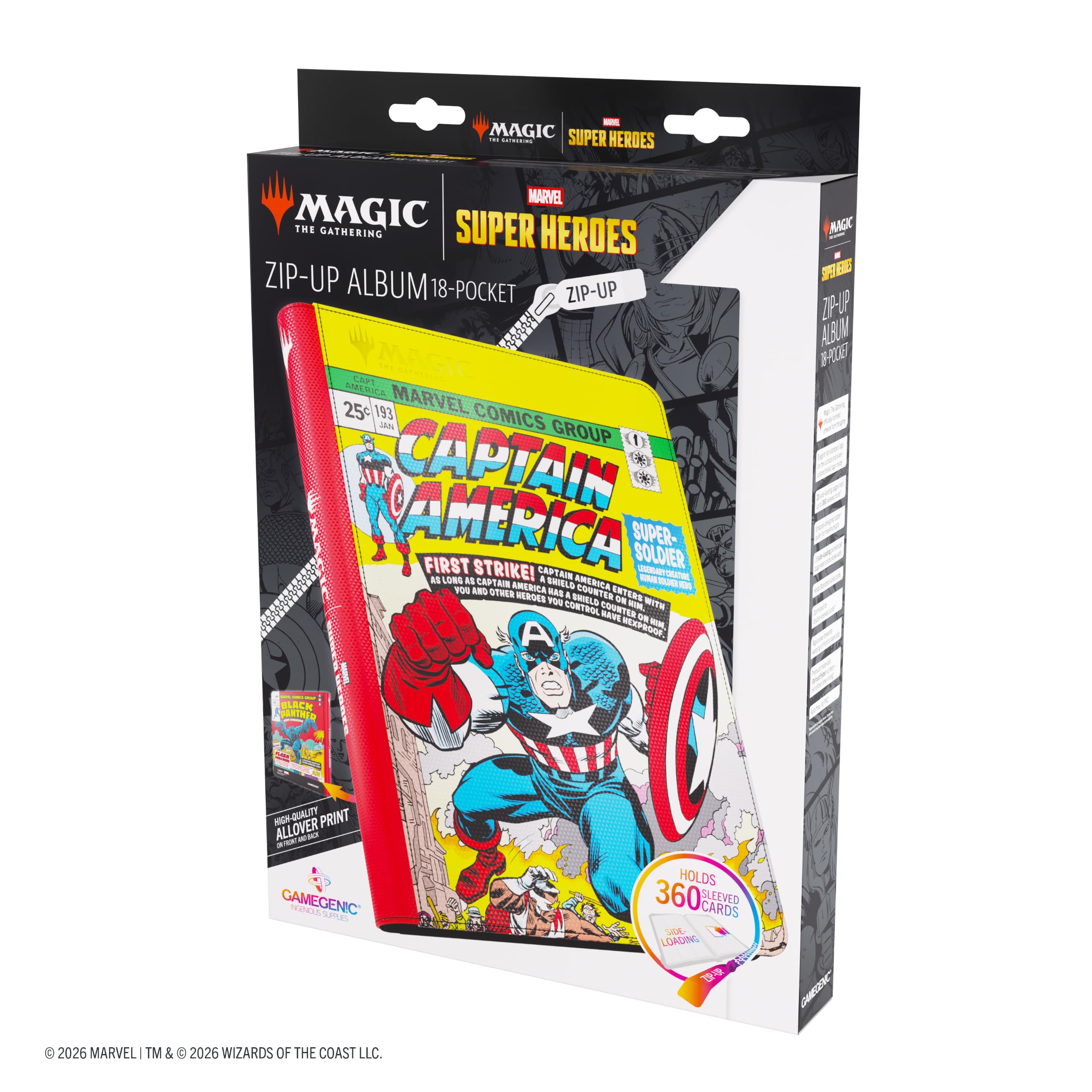 Gamegenic Marvel Super Heroes Zip-Up Album - Holds 360 Cards | Side-Loading Pockets | Licensed Marvel Design 6