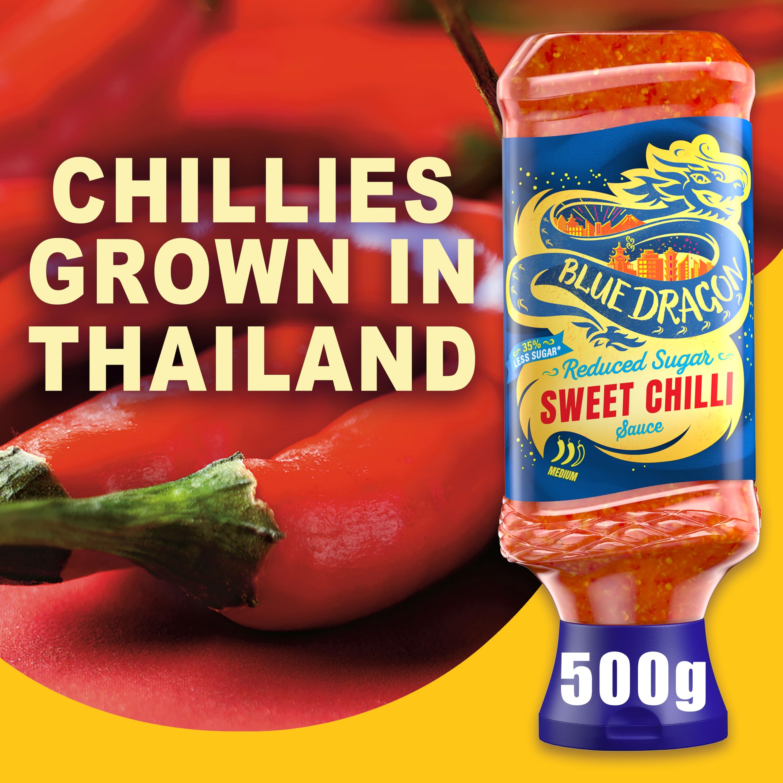 Blue Dragon Reduced Sugar Thai Sweet Chilli Dipping Sauce - 500g | Vegan Friendly