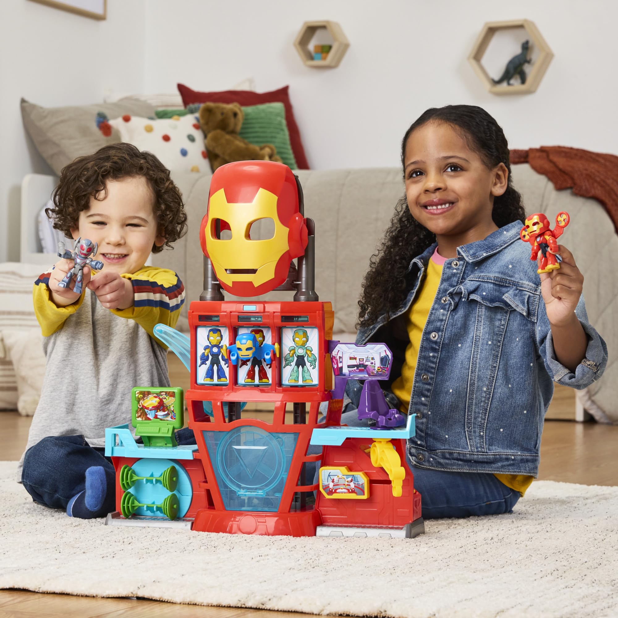 Marvel Press Iron Man and His Awesome Friends Iron Quarters Playset | Ages 3+ | 2 Figures Included 4