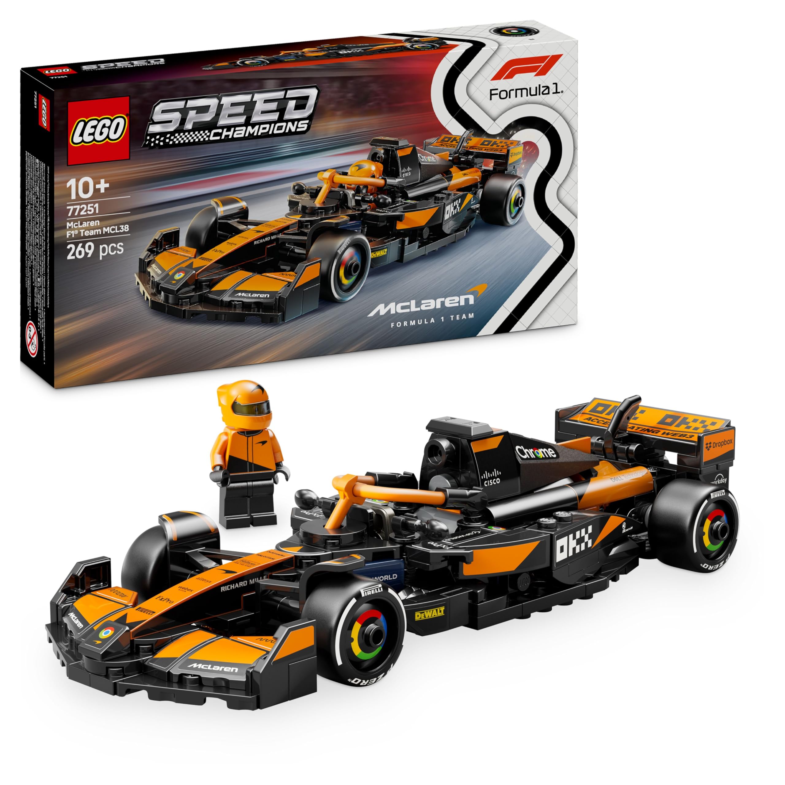 LEGO Speed Champions McLaren F1 Team MCL38 Race Car Toy with Collectible Driver Minifigure - Building Set for 10+ 1