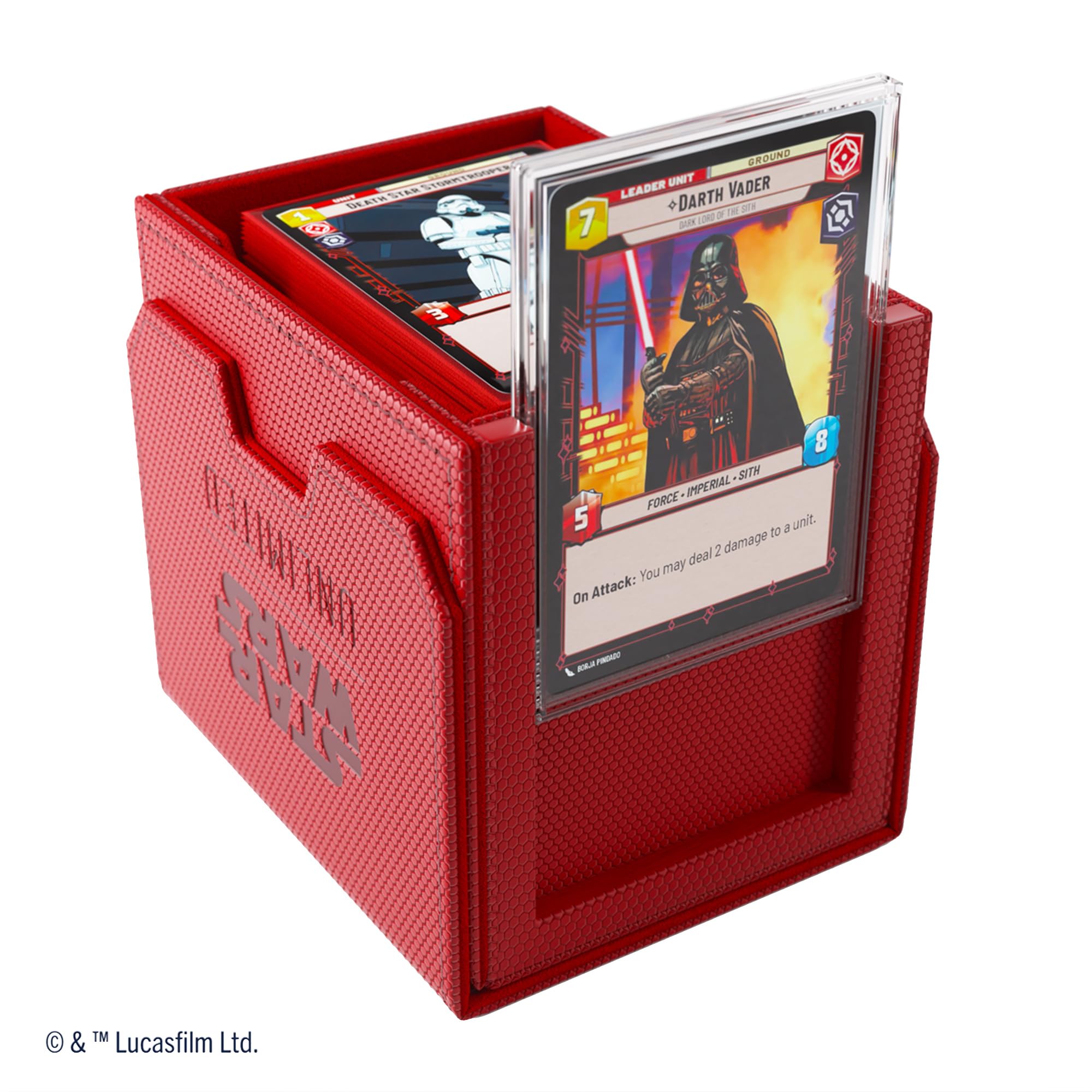 Gamegenic Star Wars Unlimited Deck Pod - Red | Holds 60 Double-Sleeved Cards | Includes Detachable Leader Case 3
