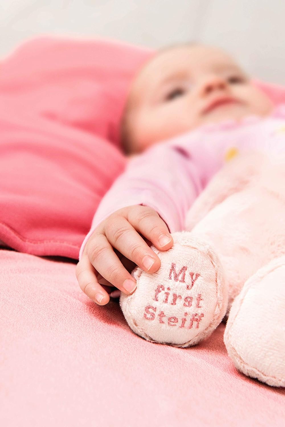 Steiff My First Hoppie Rabbit - Soft Cuddly Plush Toy for Newborns, 26 cm, Pink 4