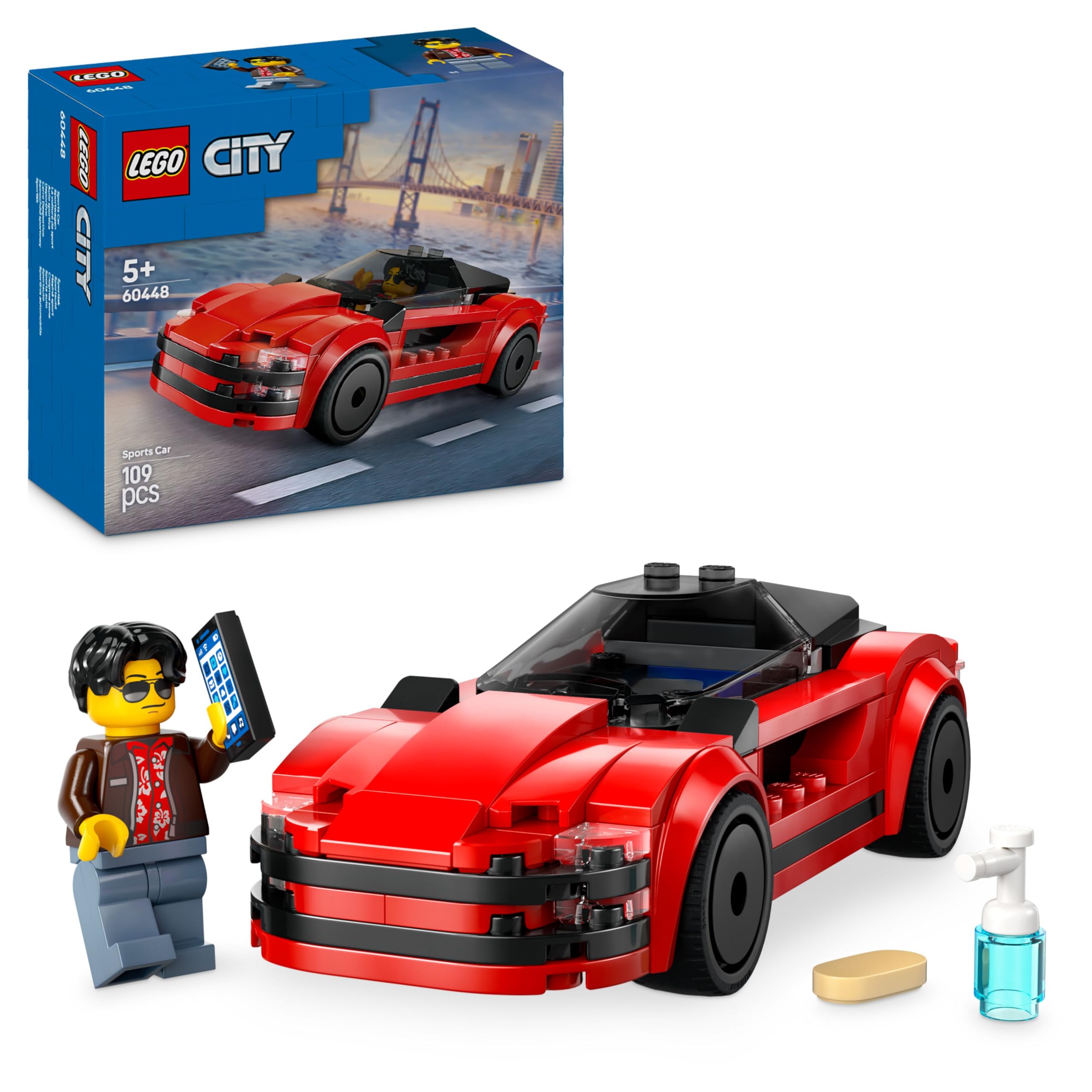 LEGO City Red Sports Car Toy - Buildable Vehicle Playset for 5+ Year Olds 1