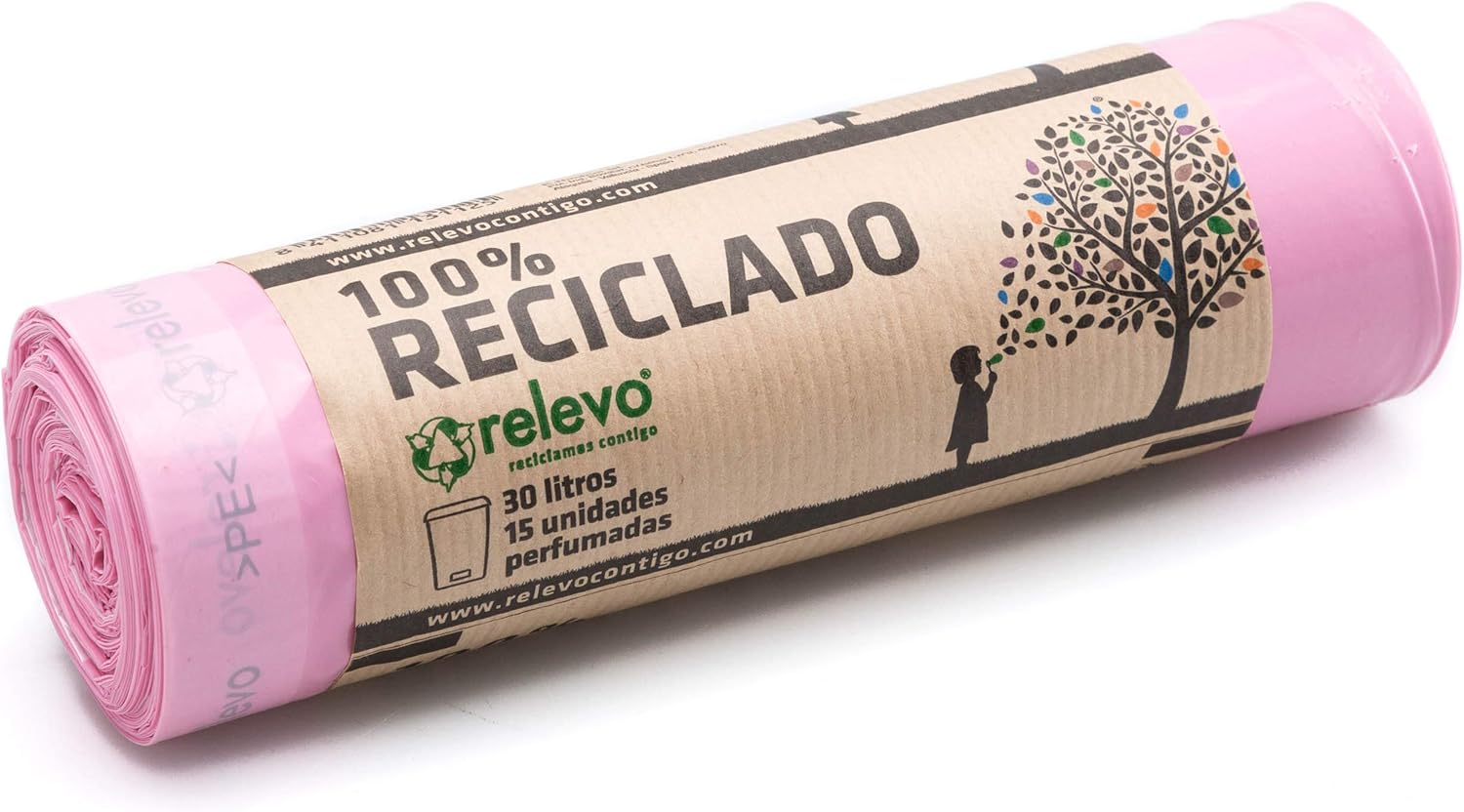 Relevo 100% Recycled Scented Bin Liners, Heavy Duty 30L, 15-Pack 1