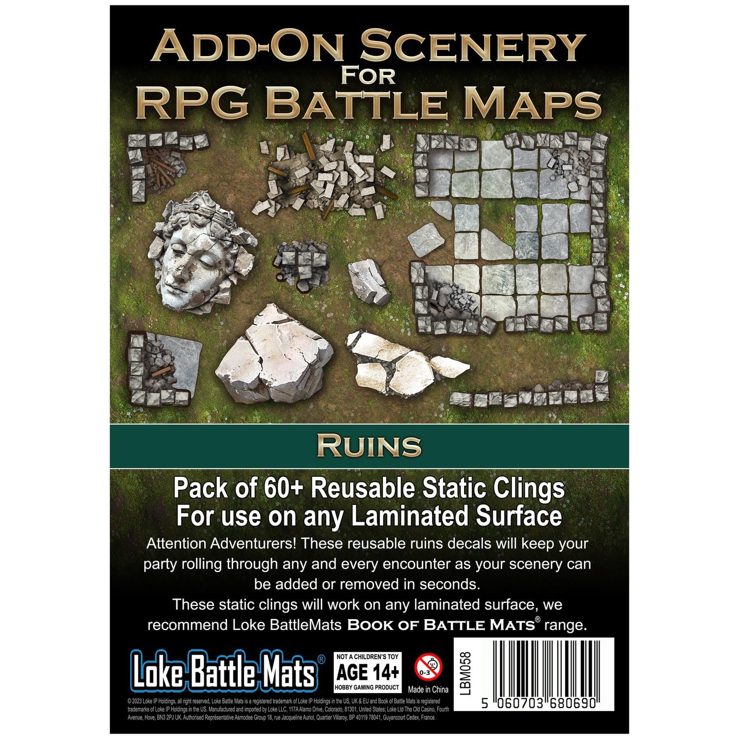 Loke BattleMats LBM-058 Add On Scenery for RPG Maps Ruins Battlemat | 60 Pieces | Multicolour 1