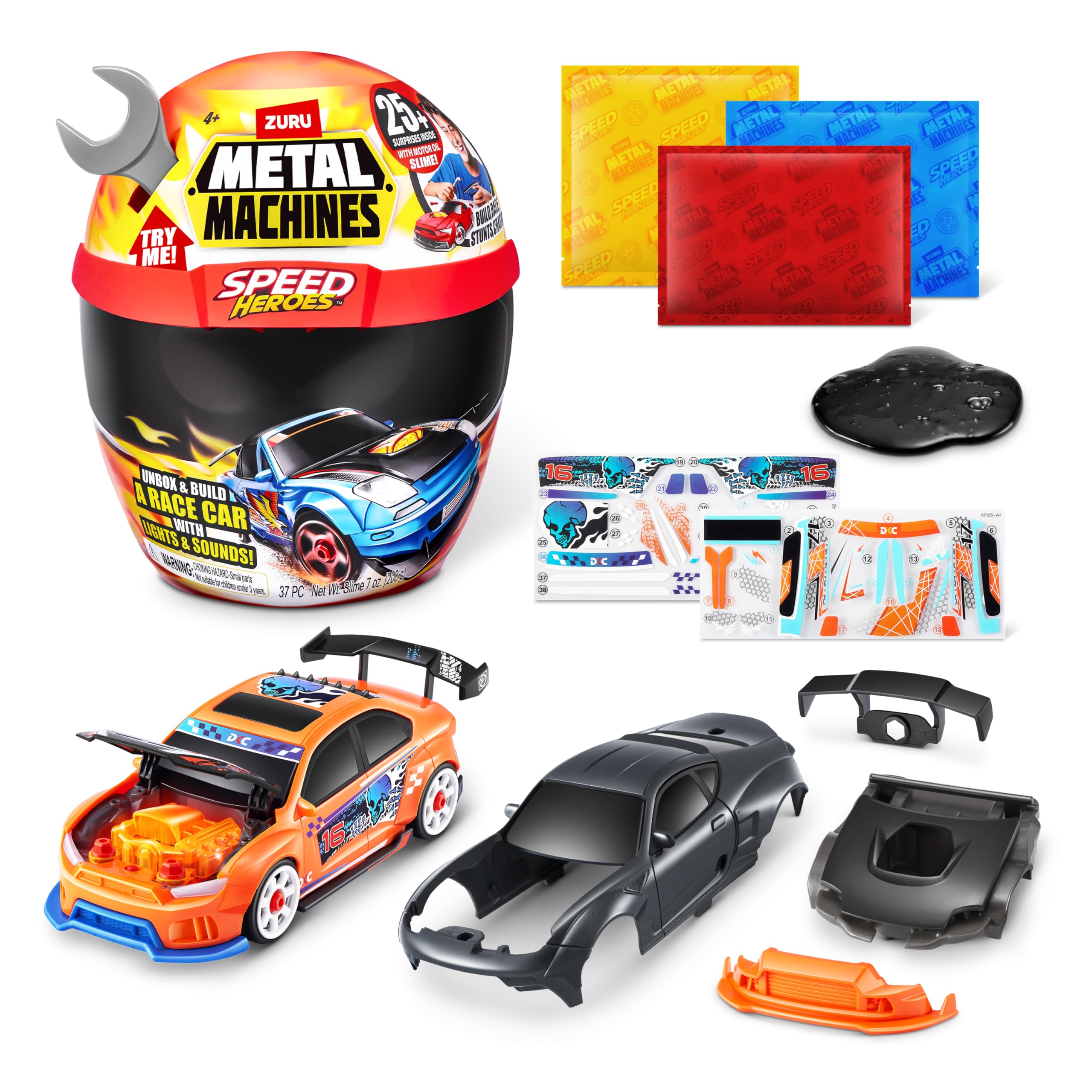 Metal Machines Speed Heroes (Silver) - 20+ Surprises, Buildable Race Car Playset