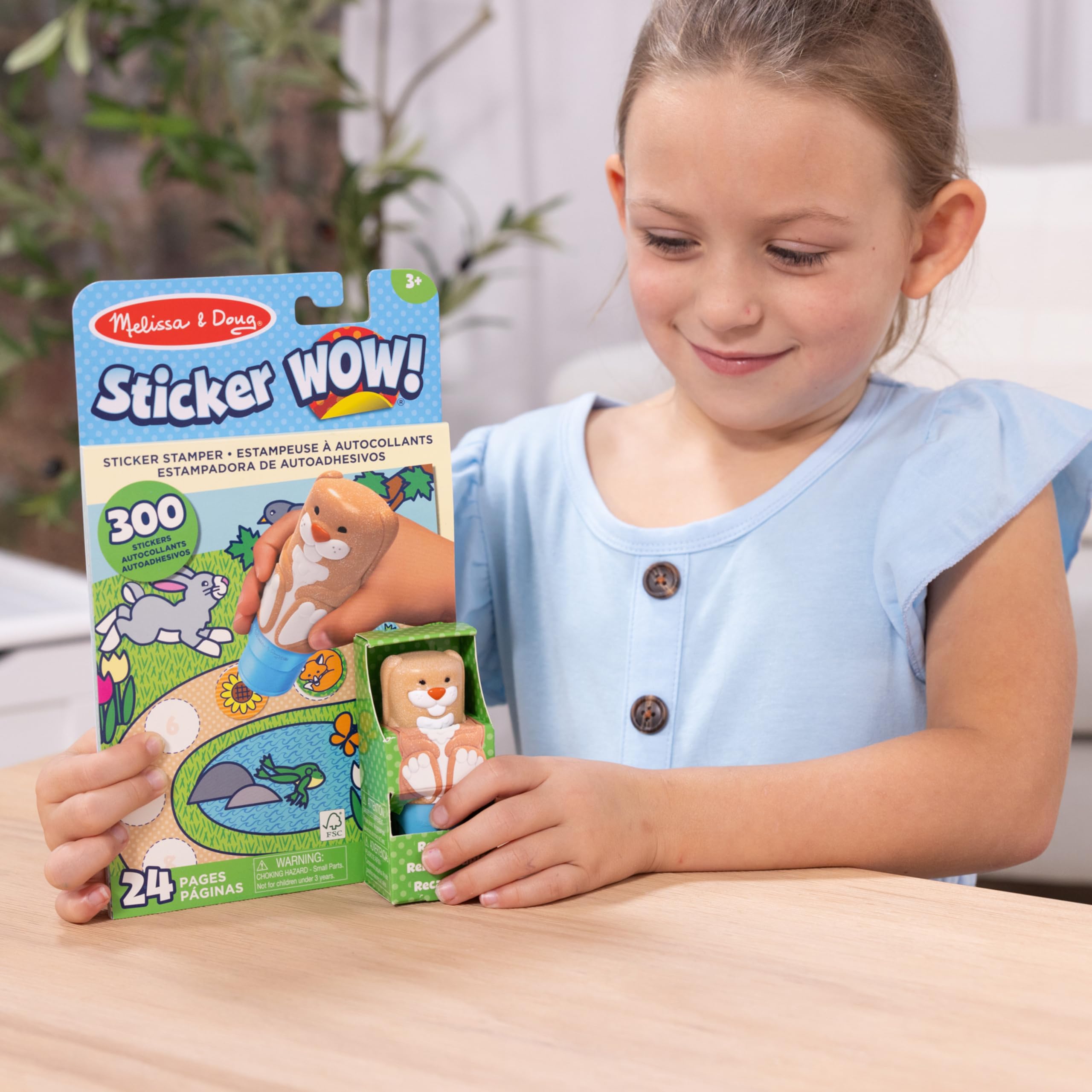 Melissa & Doug Sticker WOW! Activity Pad with 300 Stickers & Bunny Stamper | Ages 3+