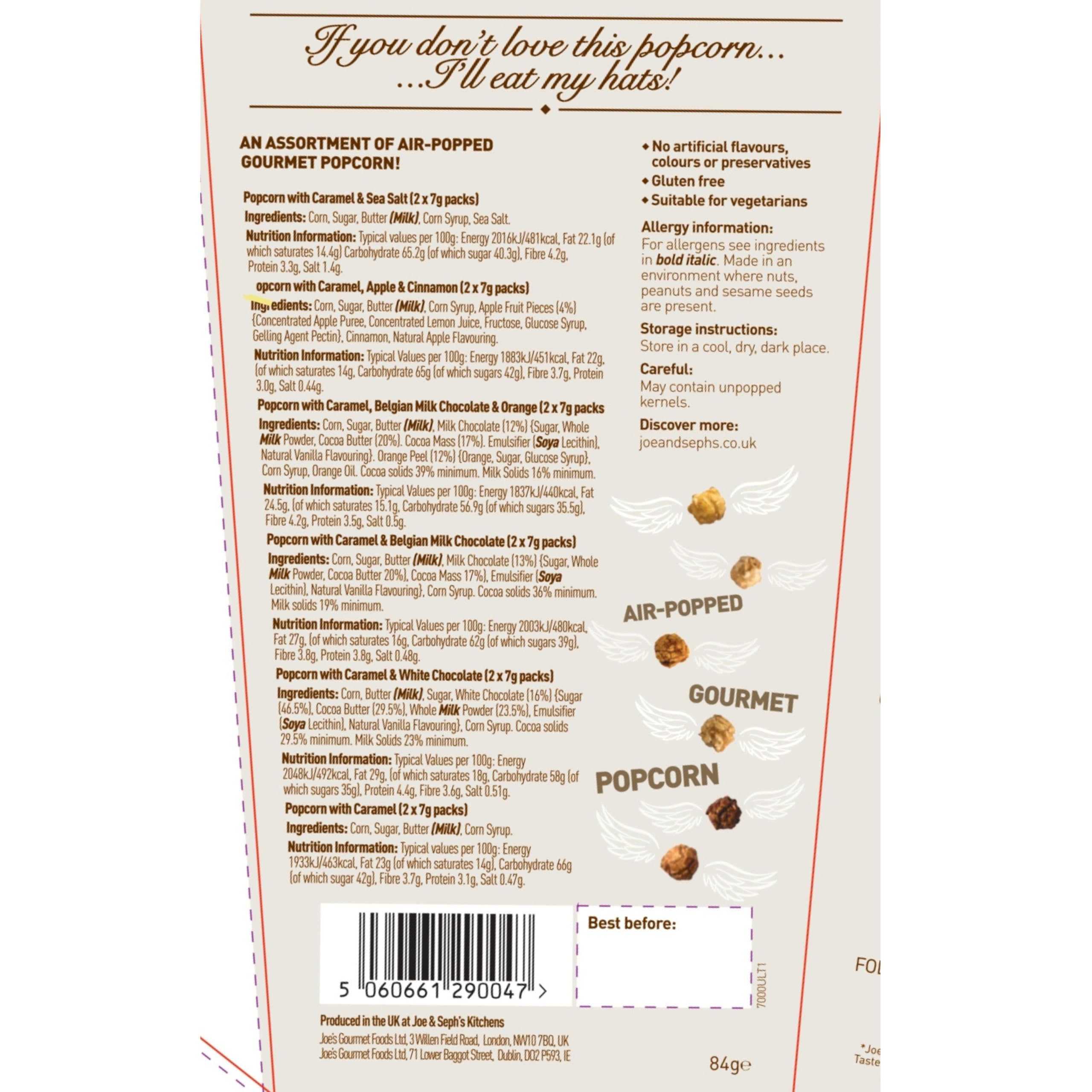 Joe & Seph's Ultimate Popcorn Selection Box - 12 x 7g Mini Bags | Gourmet Flavours 5