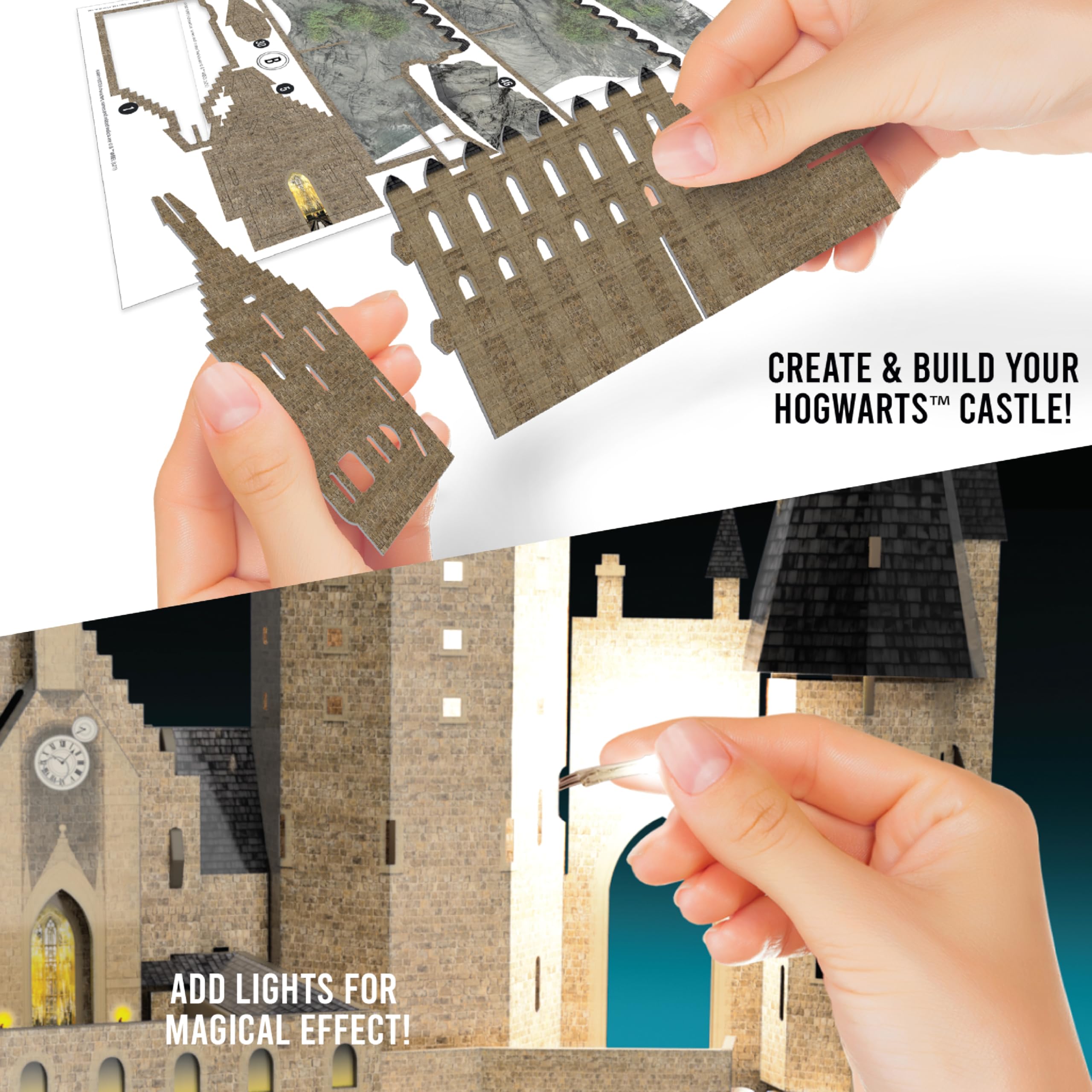 BLADEZ Harry Potter Hogwarts Castle Light-Up Papercraft Kit | 50 Pieces | Ages 6-8 | STEM Learning