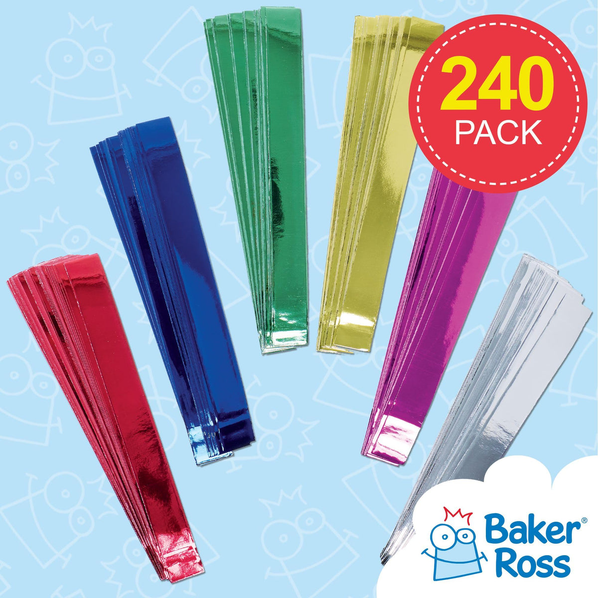 Baker Ross Metallic Paper Chains - 240 Strips, 6 Colours