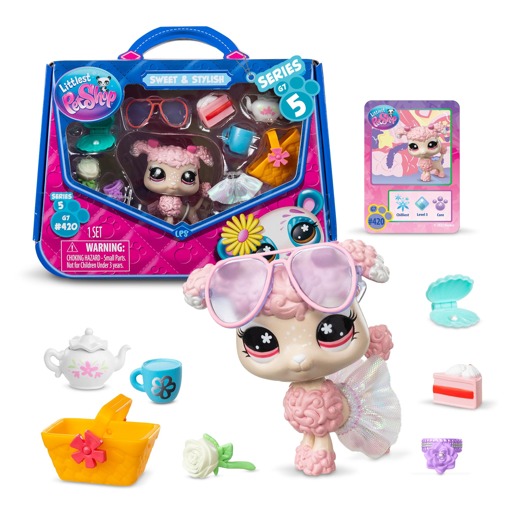 Littlest Pet Shop Pastel Trendy Poodle Figure with 9 Accessories & Virtual Code | Ages 4+