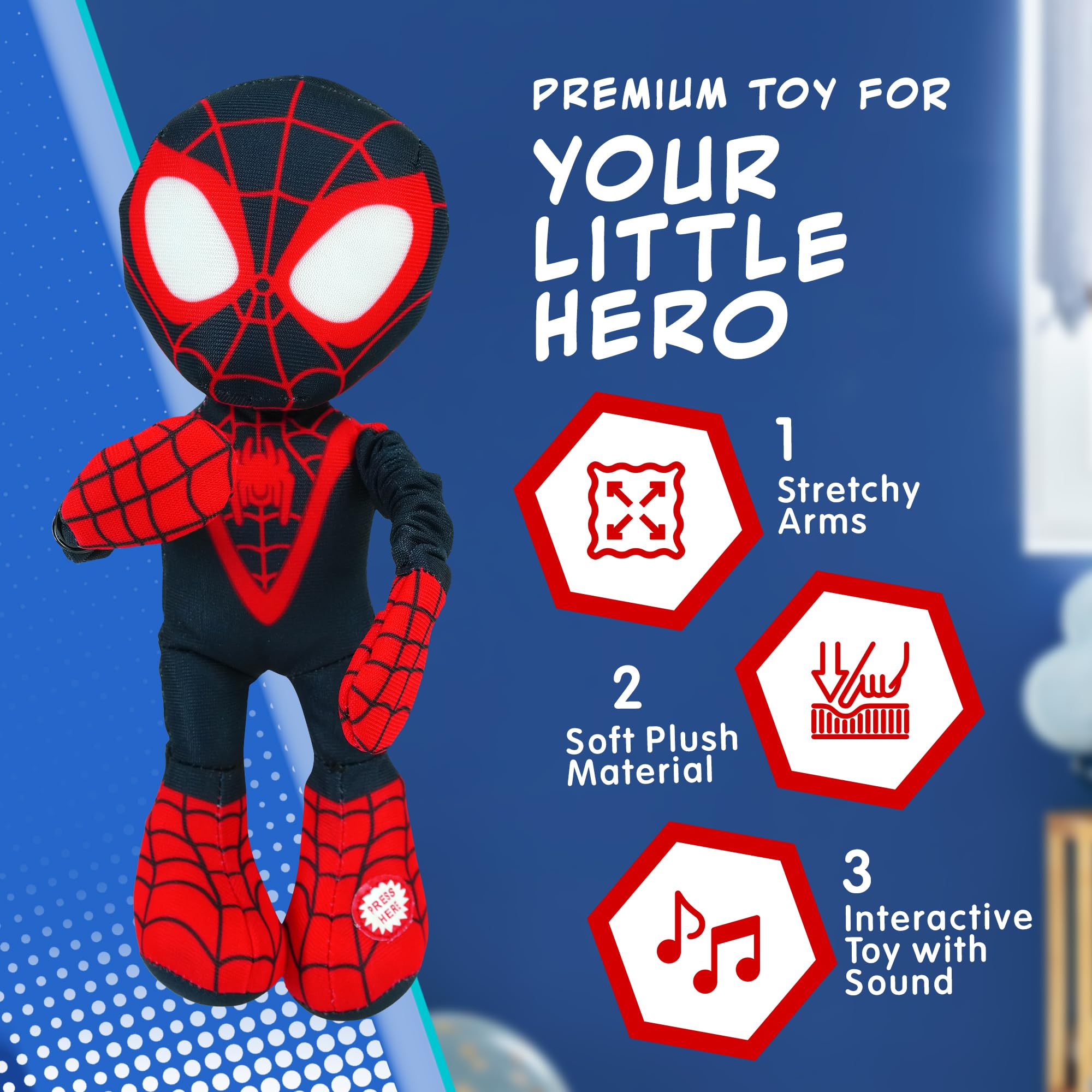 Marvel Spidey and His Amazing Friends Slingshot Plush Spin Toy - Stretchable Web-Slinging Action for Kids 13