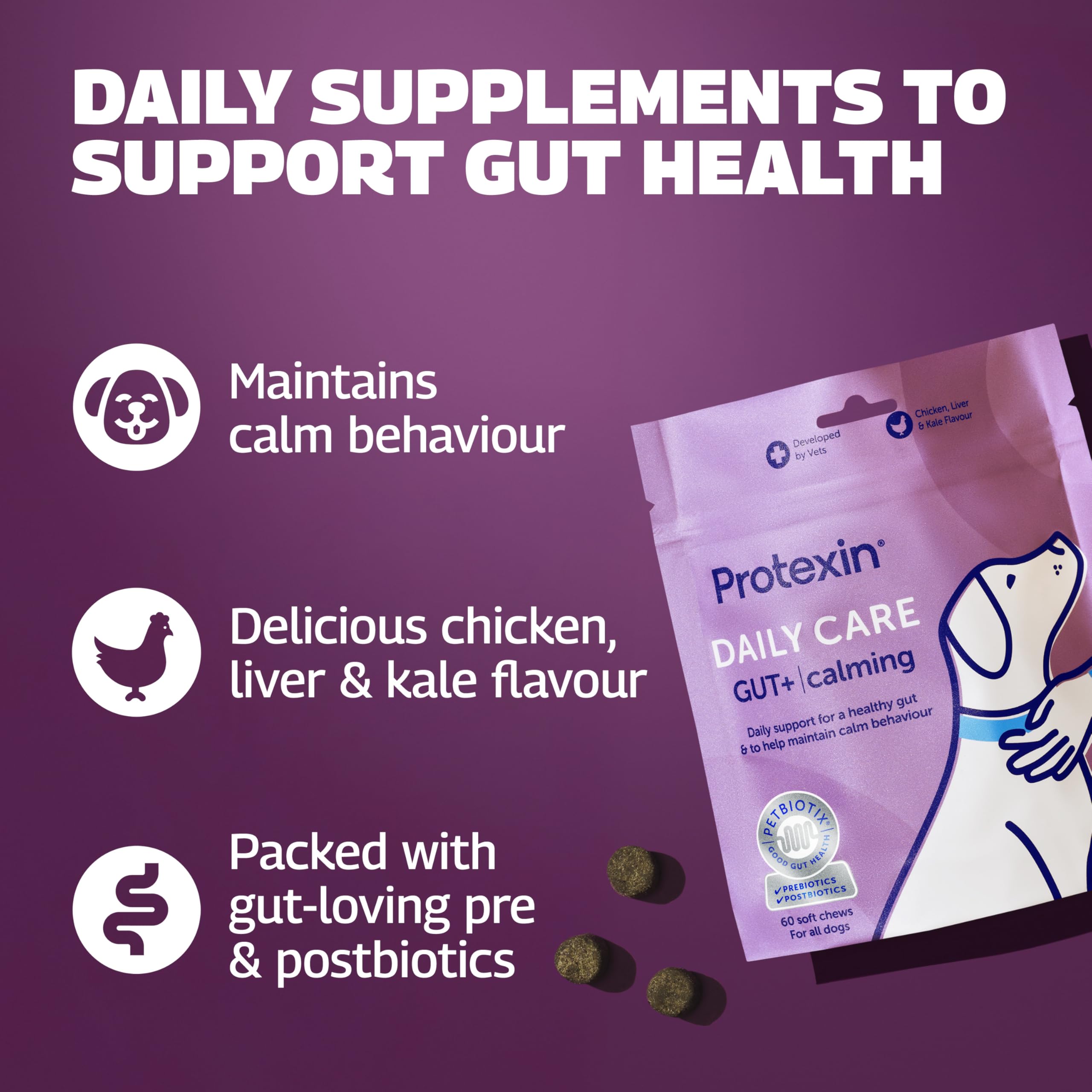 Protexin Daily Care Gut+ Calming Probiotic Chews for Dogs - 200g 3