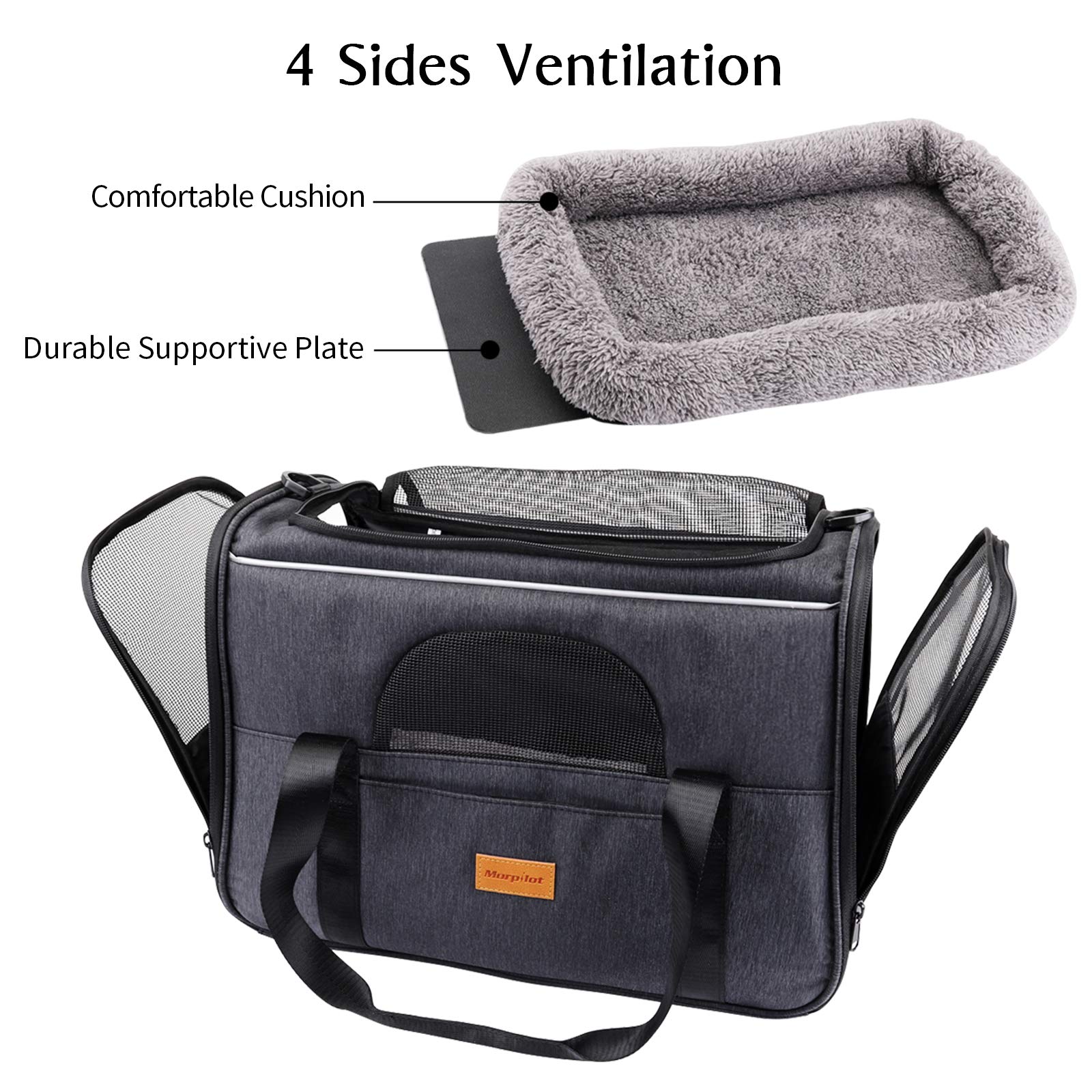 morpilot Portable Soft-Sided Pet Carrier for Cats and Small Dogs | Up to 14lbs | Durable 600D Polyester 6