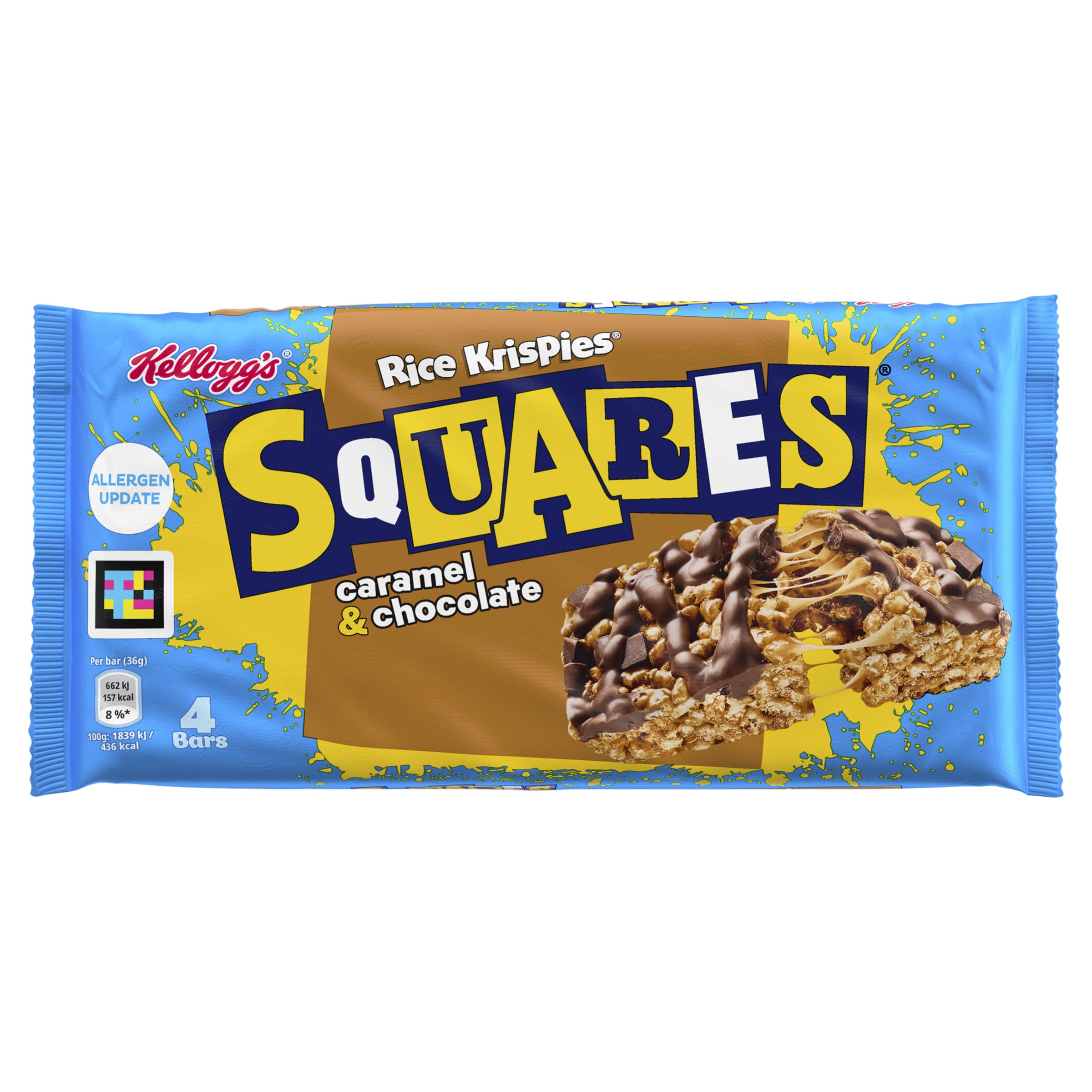 Rice Krispies Squares Caramel Chocolate Cereal Bars - 4 x 36g 1
