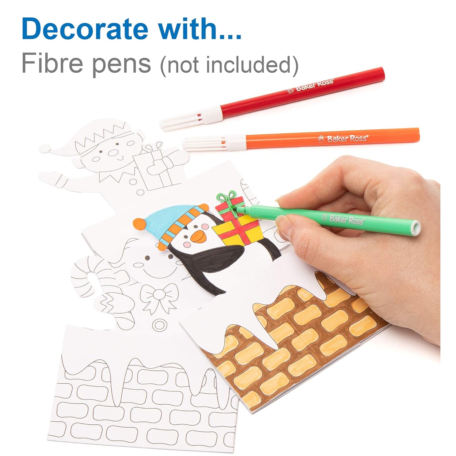 Baker Ross AR850 Chimney Pop-Up Colour in Cards - 3D Christmas Craft Kit for Kids 3