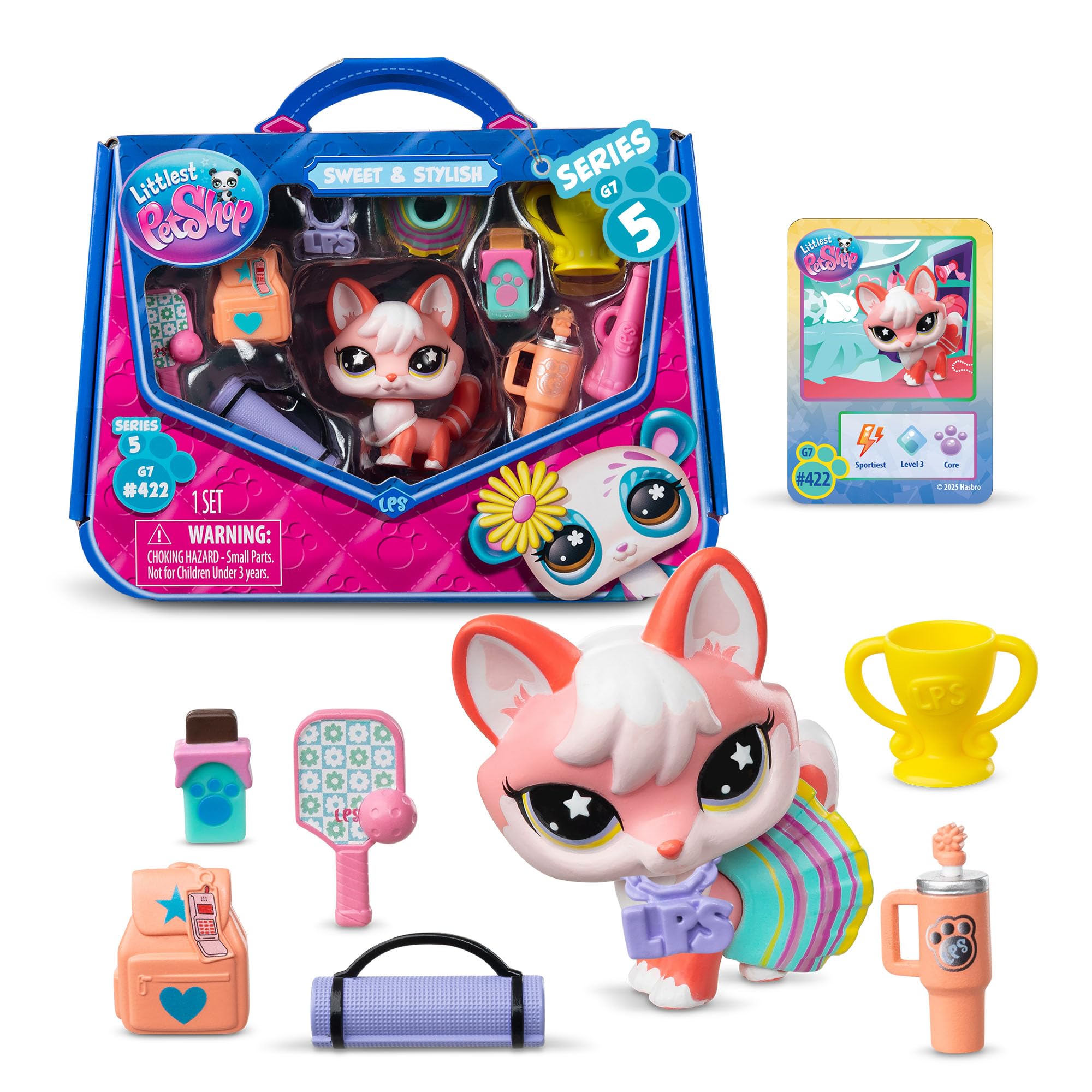Littlest Pet Shop Sporty Fox Miniature Figure with 9 Accessories | Bobble Head | Ages 4+