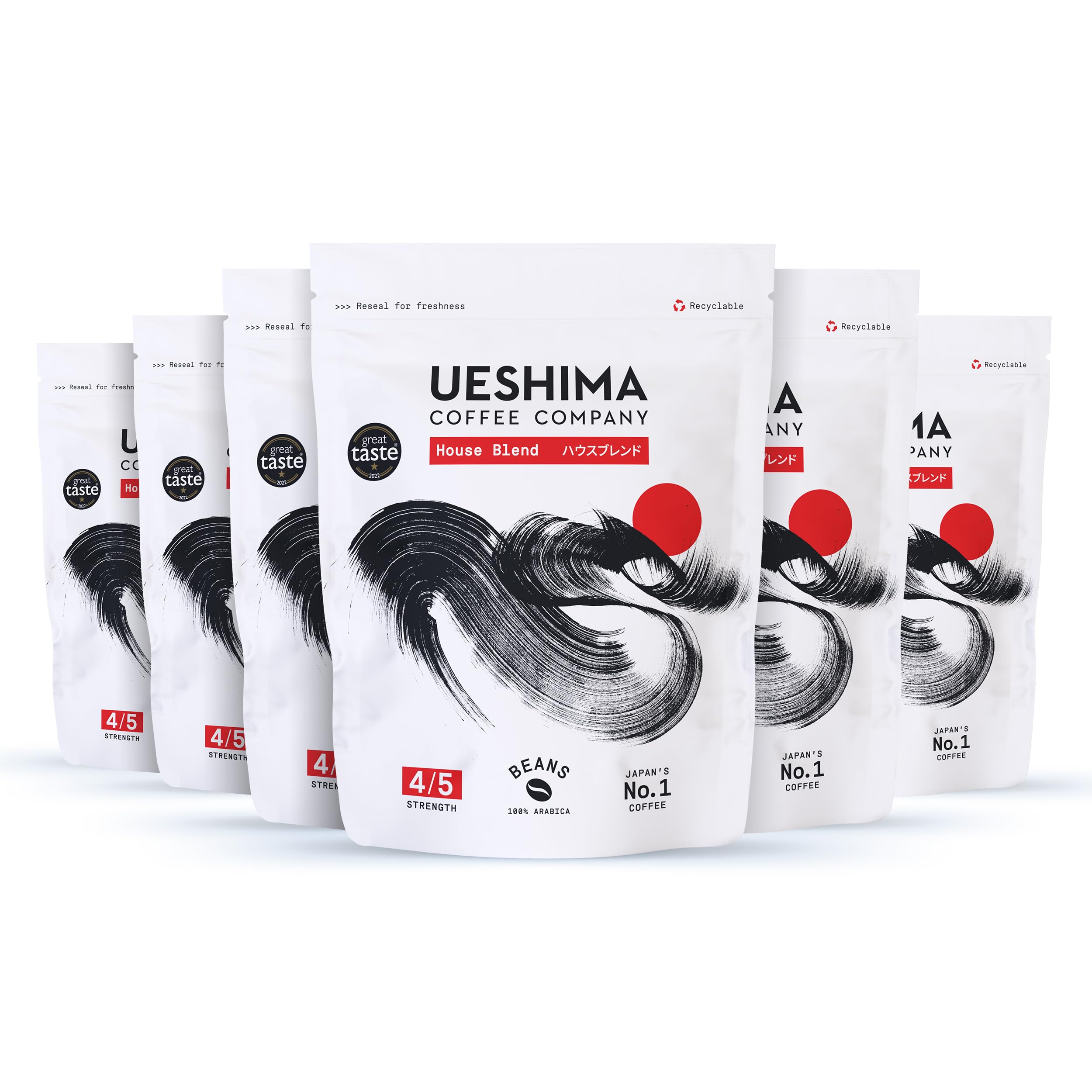 Ueshima Coffee Company - House Blend Whole Coffee Beans 250g (Pack of 6)