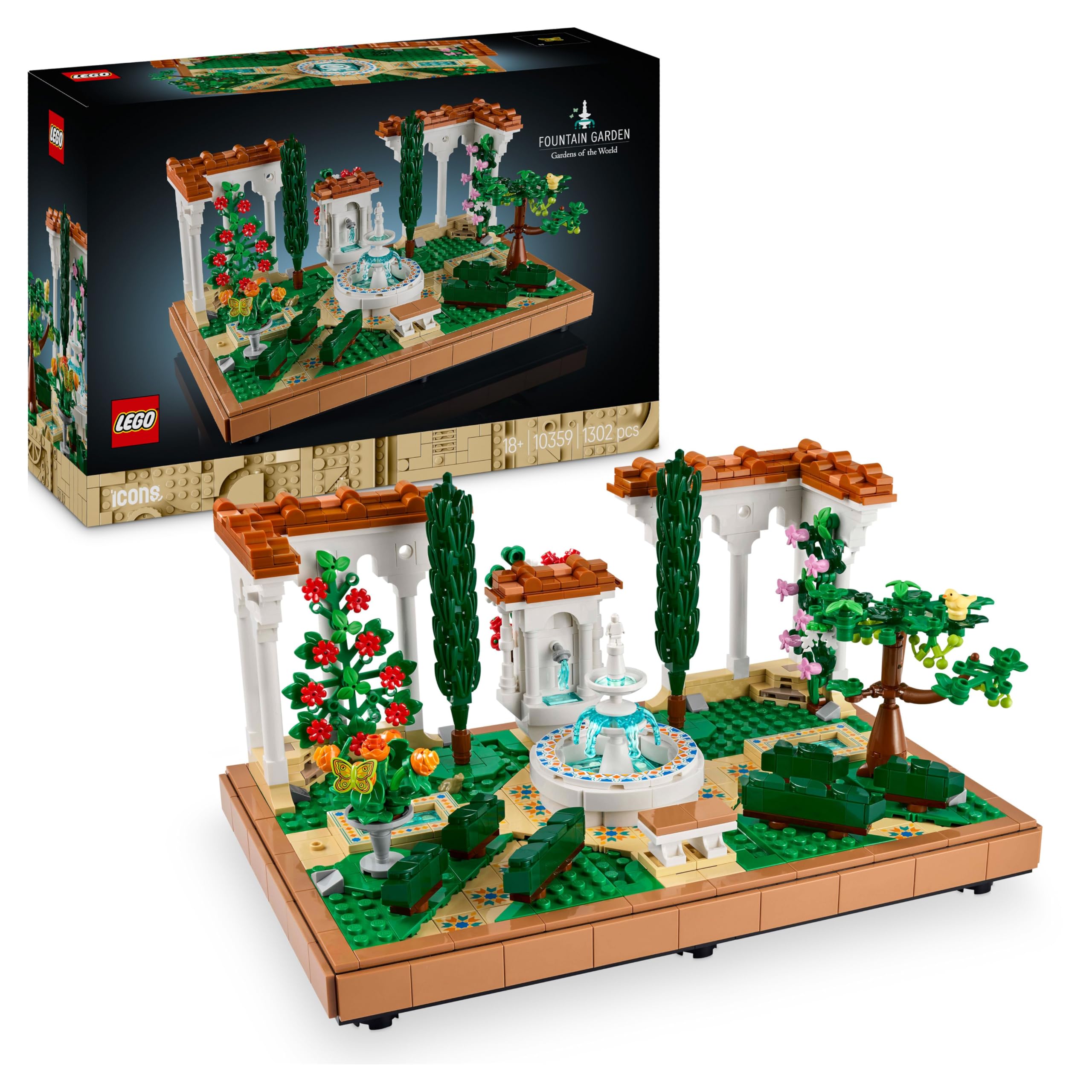 LEGO Icons Fountain Garden Building Set - 1302-Piece Decor Model for Adults 1