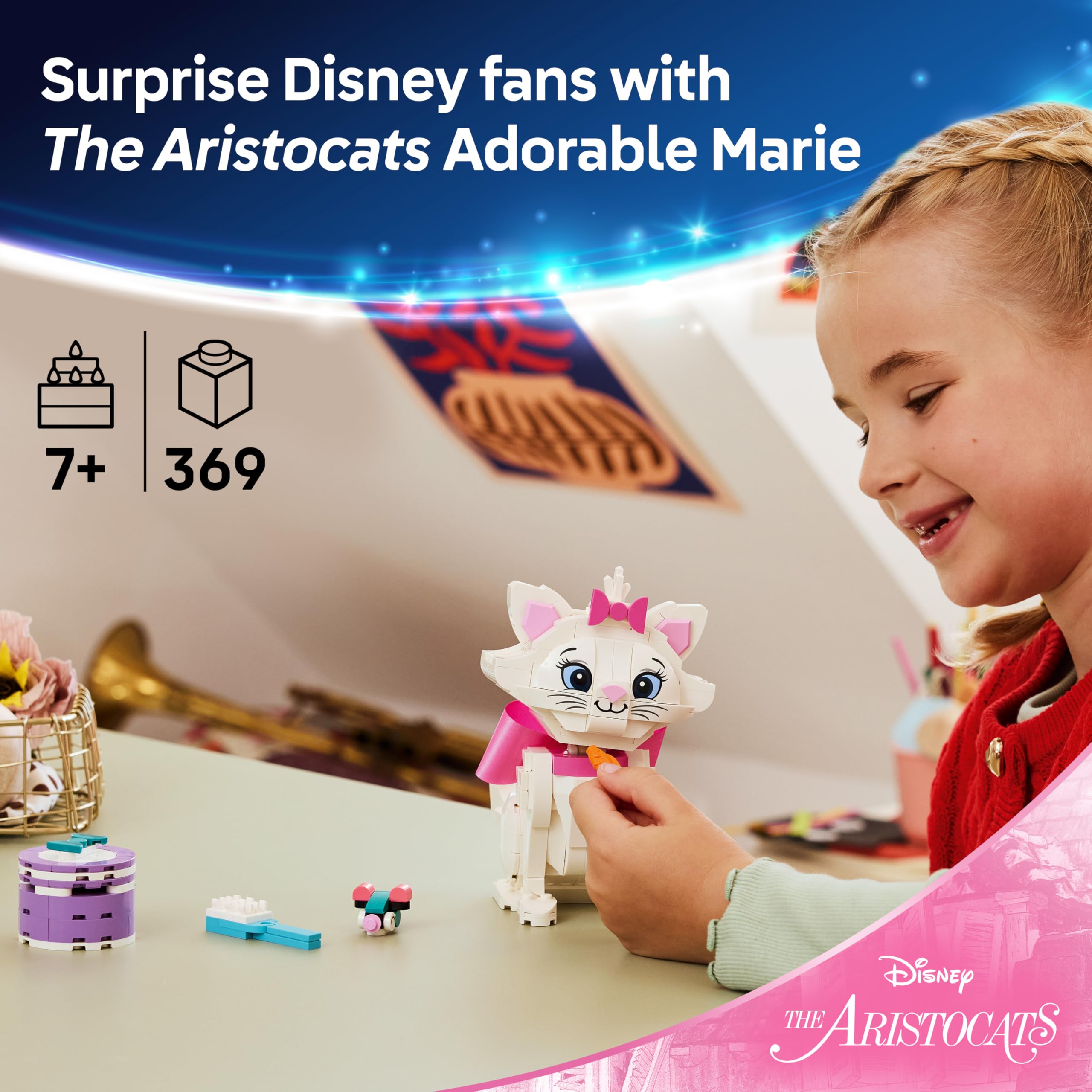 LEGO Disney The Aristocats Adorable Marie Building Set (Ages 7+) - Posable Cat Figure with Accessories
