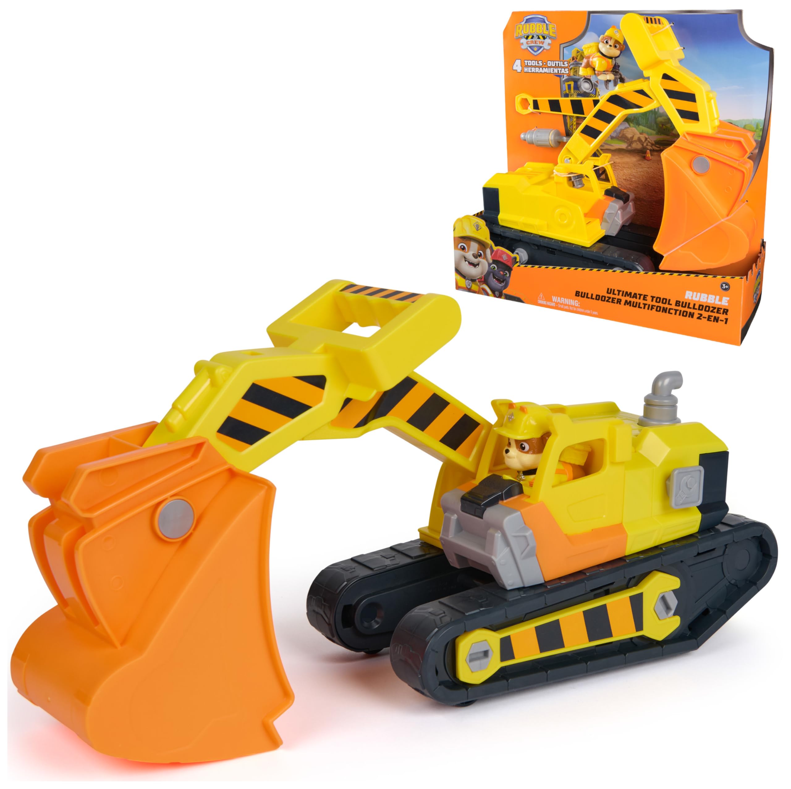 Rubble & Crew Rubble's Ultimate Tool Bulldozer Vehicle with 4 Tools and Figure | Ages 3+ 1