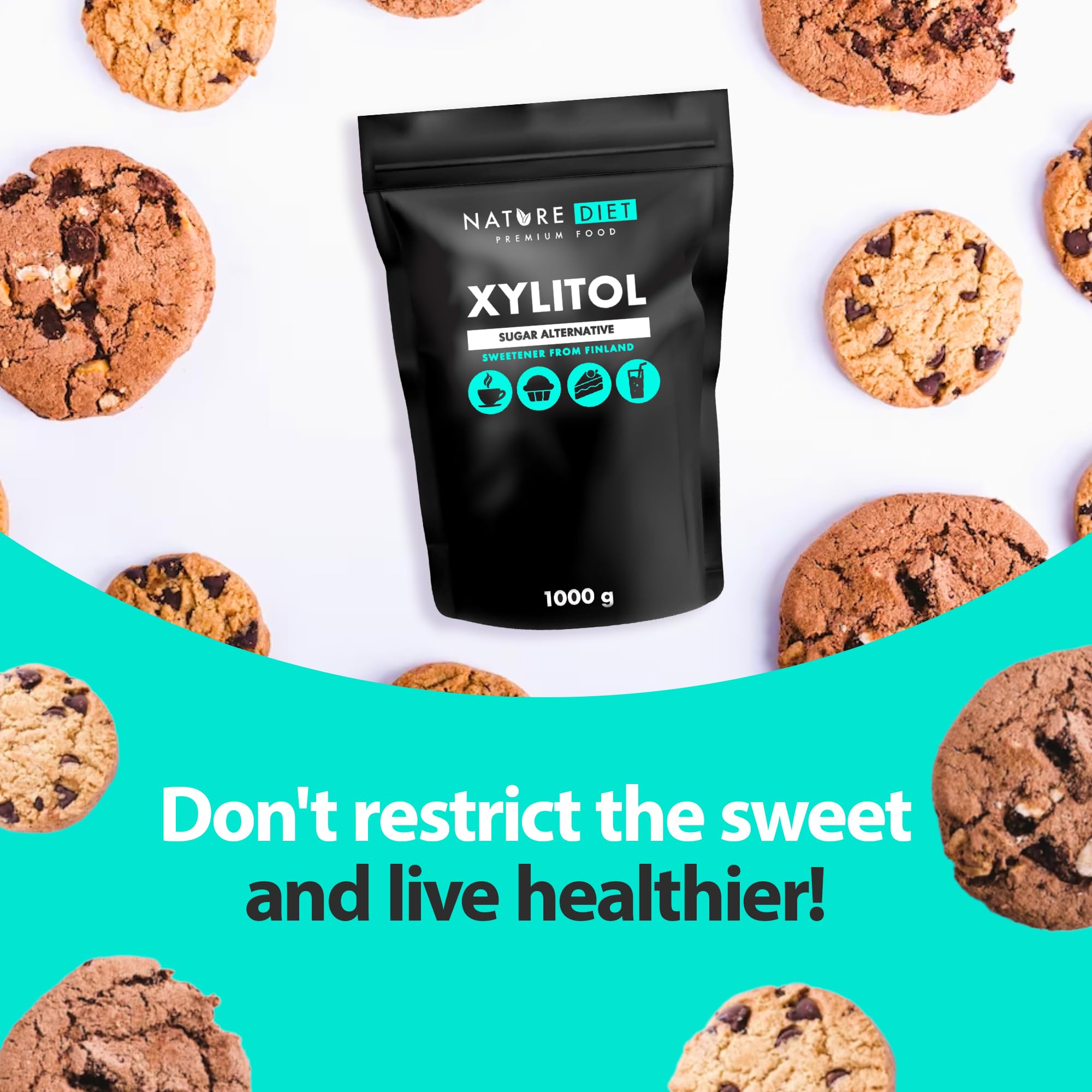 Nature Diet Xylitol Sugar Substitute - 1kg Birch Sugar from Finland | Low GI Sweetener 7