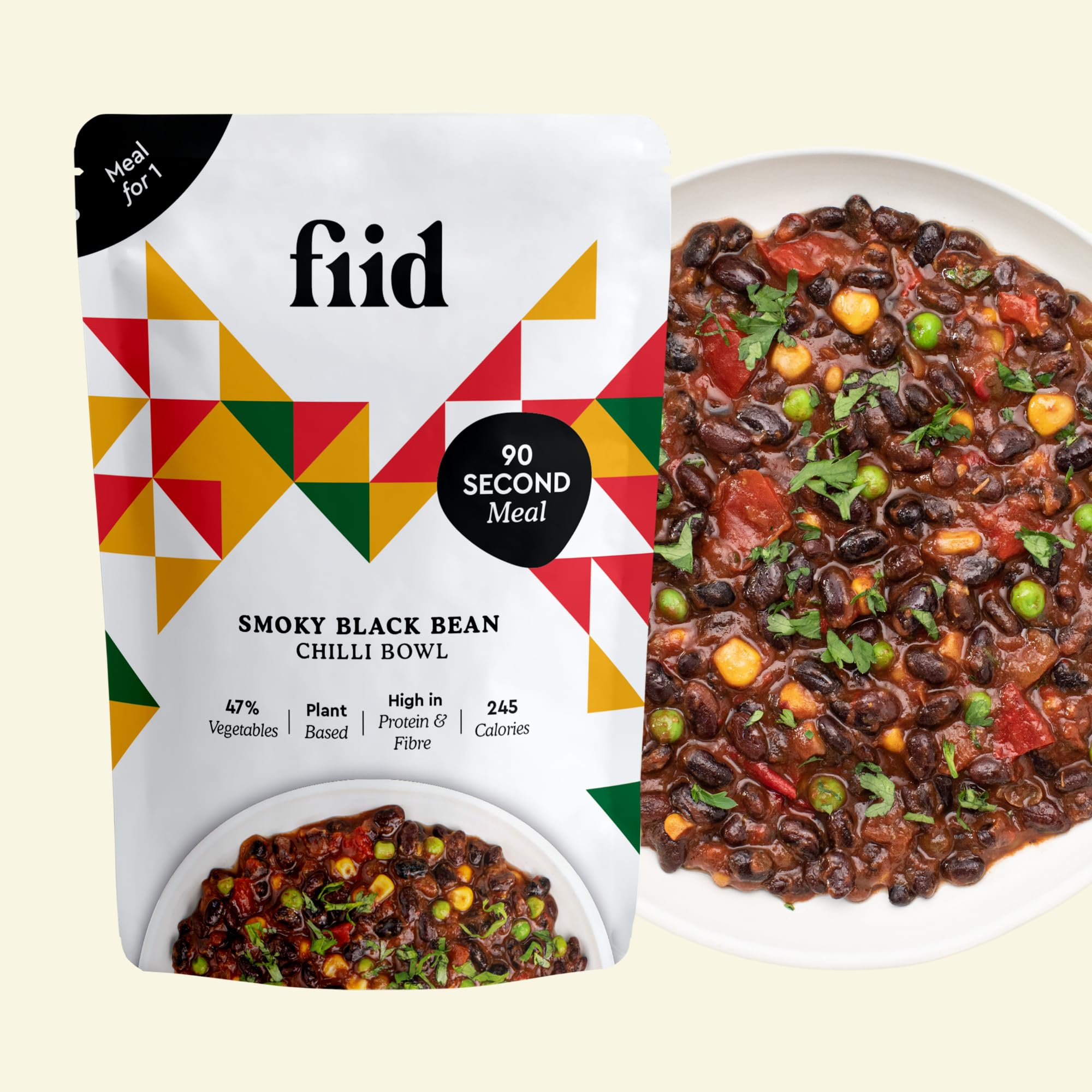 Fiid Mexican Black Bean Chilli - 3 x 100% Natural Vegan Microwave Ready Meals 14