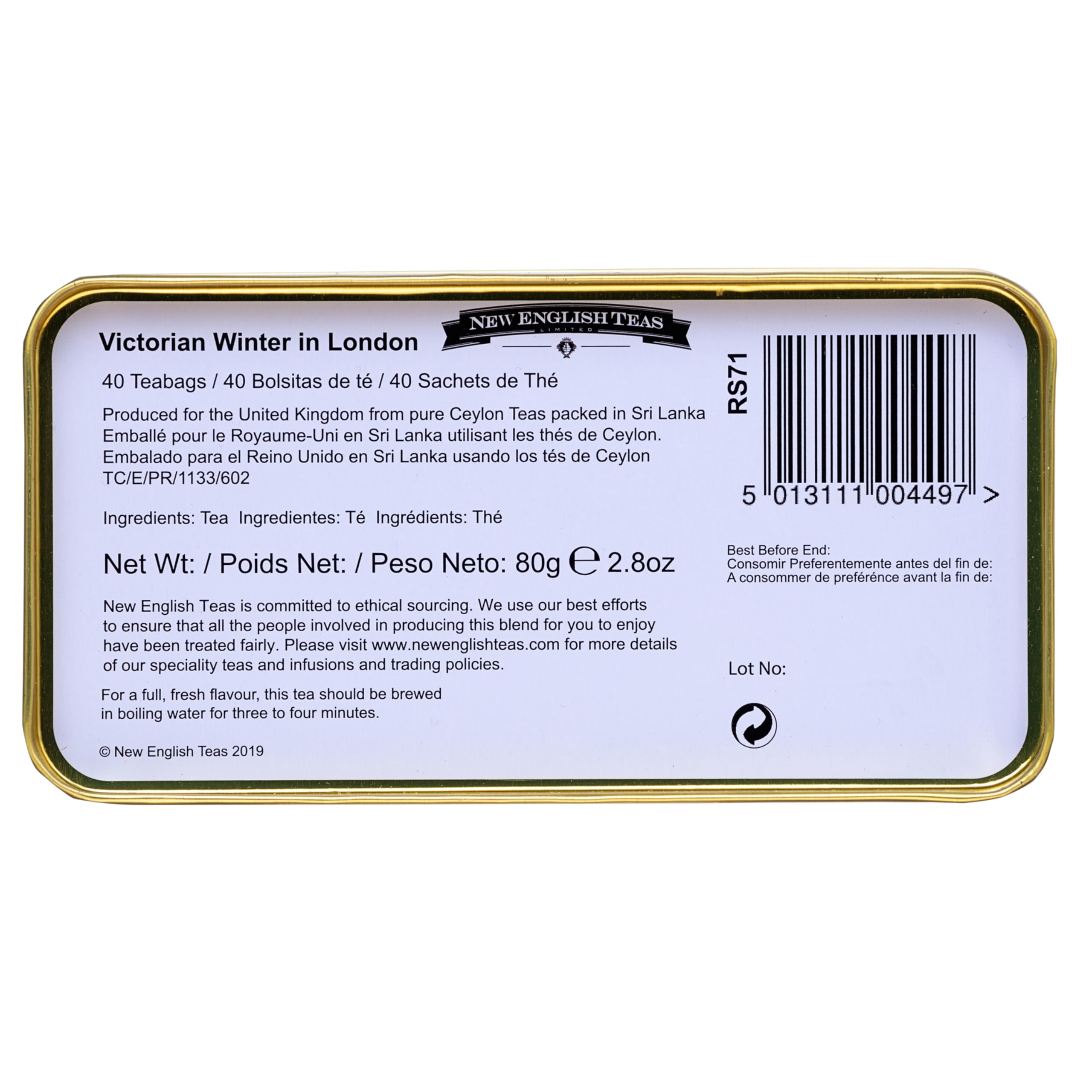 New English Teas Victorian Skaters Christmas Tea Tin - Afternoon Tea Blend, 80g (40 Tea Bags) 3