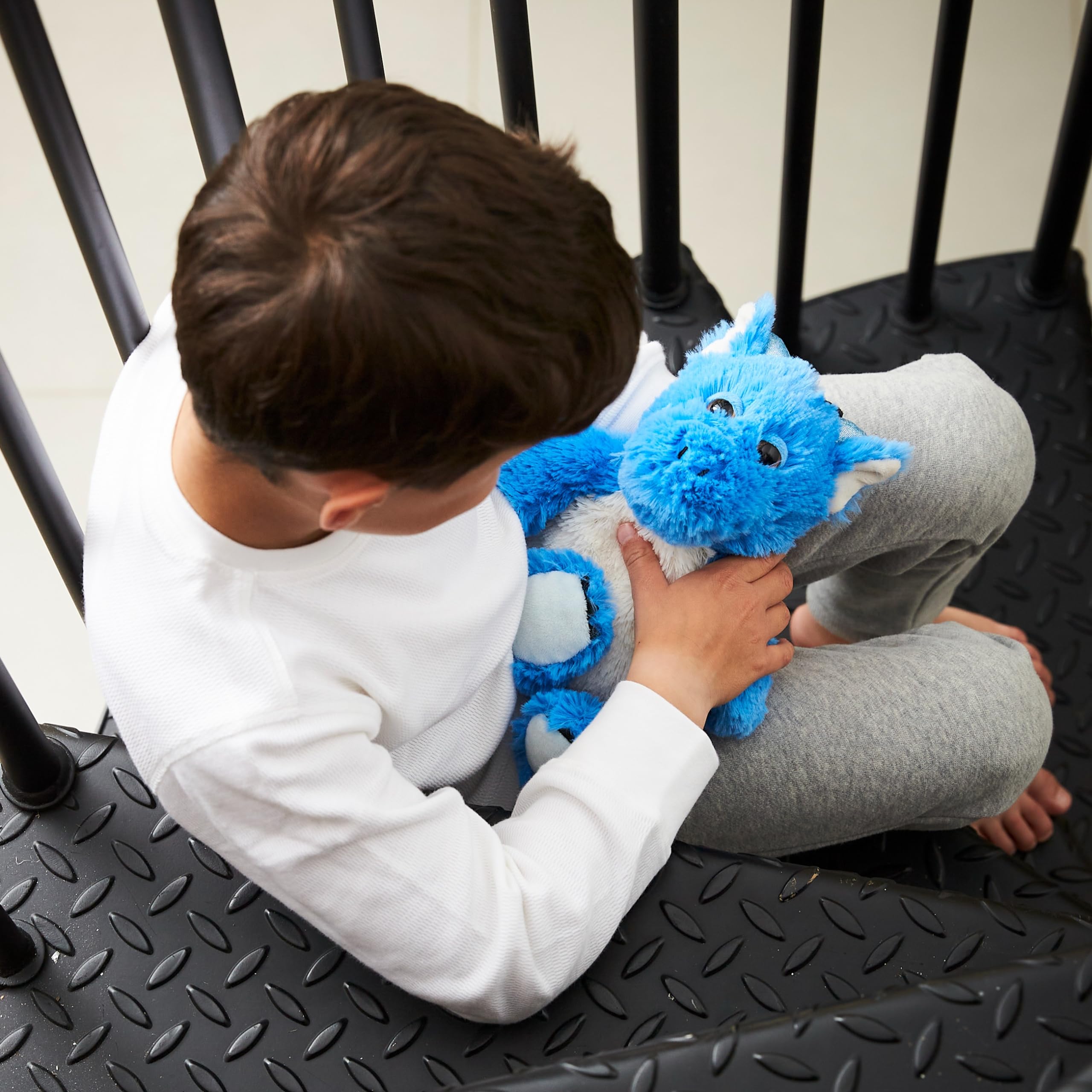 Warmies - Blue Dragon Weighted Teddy Junior Size Microwavable Heat Pad with French Lavender 14