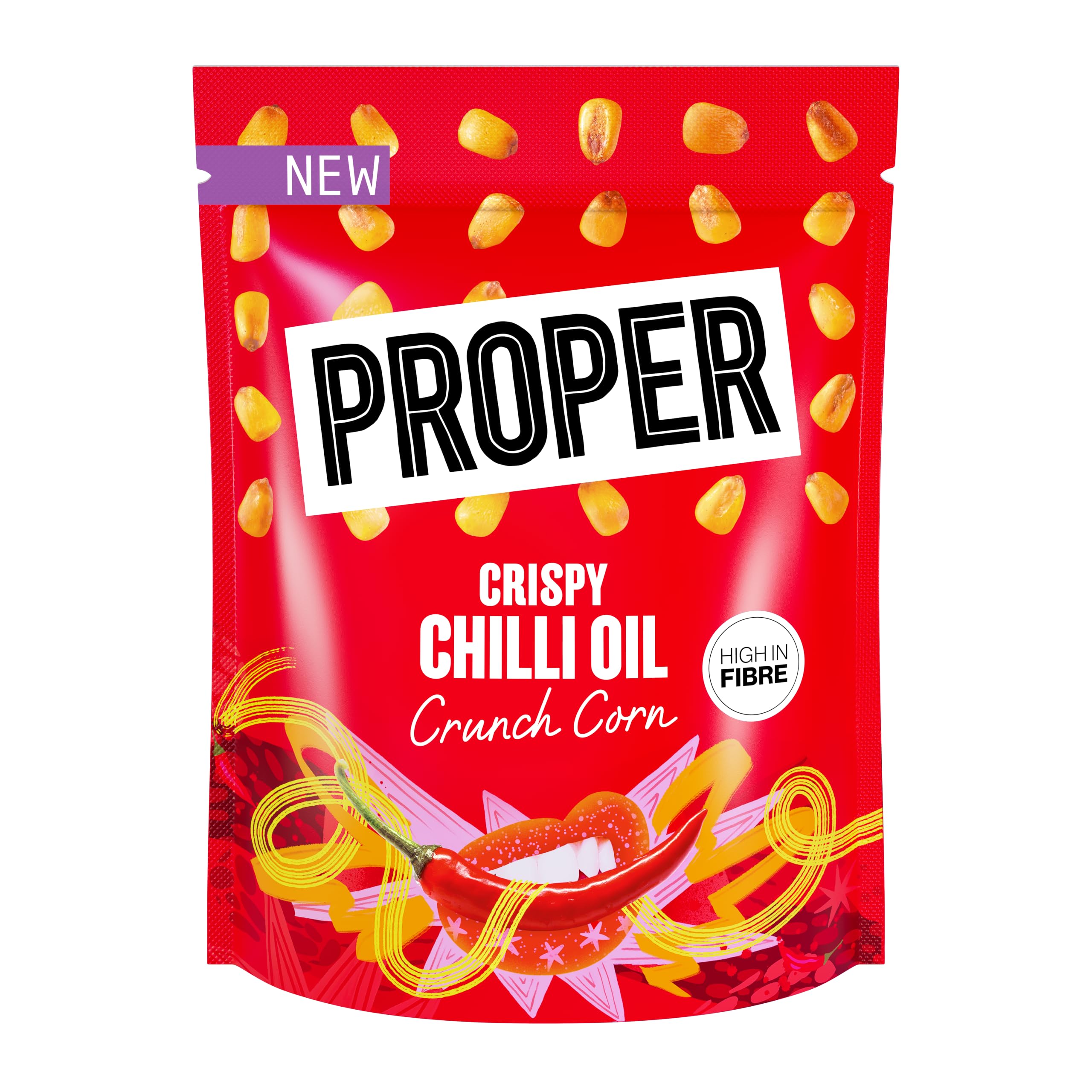 PROPER Crunch Corn Crispy Chilli Oil - Plant Based & Gluten Free | 125g | Regeneratively Farmed Corn 1