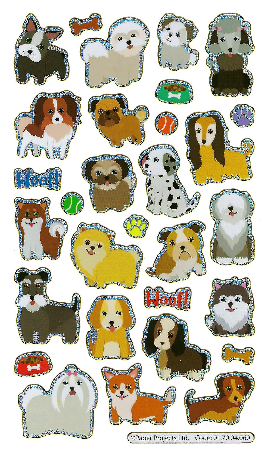 Paper Projects Playful Puppies Sparkly Reusable Stickers - Foil Craft Stickers for Kids & Adults 2