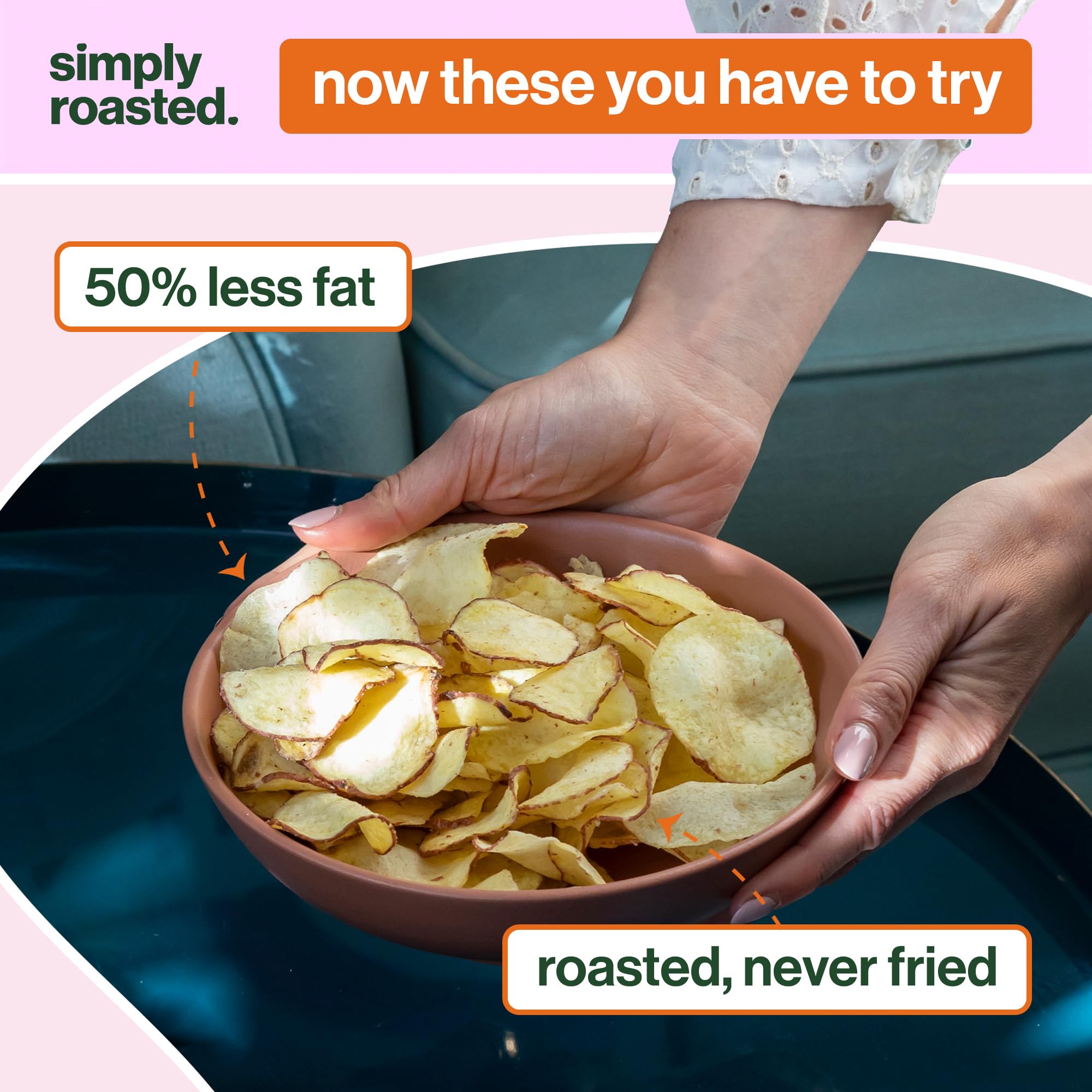 Simply Roasted Sea Salt Crisps Multipack - 12 x 21.5g Bags | 50% Less Fat | Vegan & Gluten-Free 3