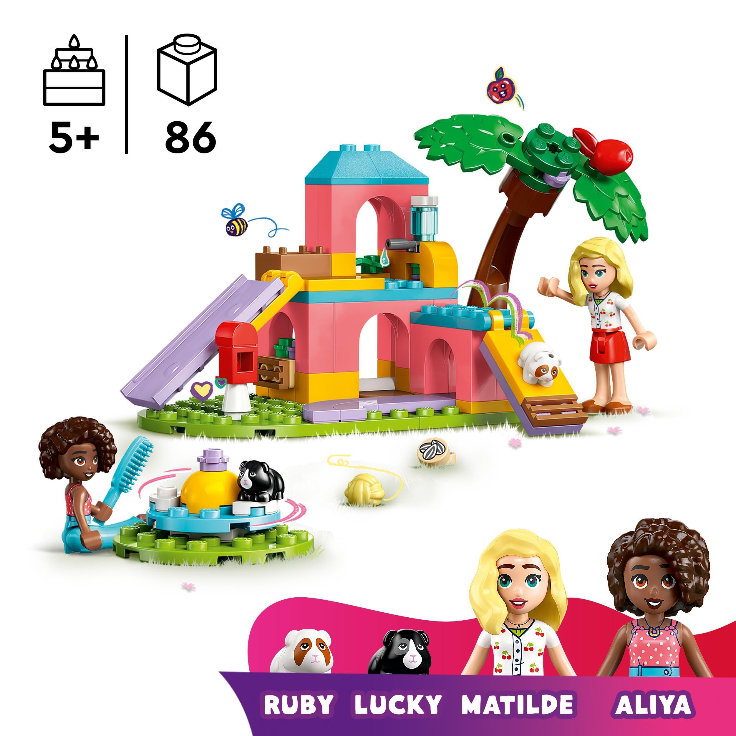 LEGO Friends Guinea Pig Playground Toy - 2 Mini Dolls, 2 Guinea Pig Figures, 86-Piece Building Set for Ages 5+ 2