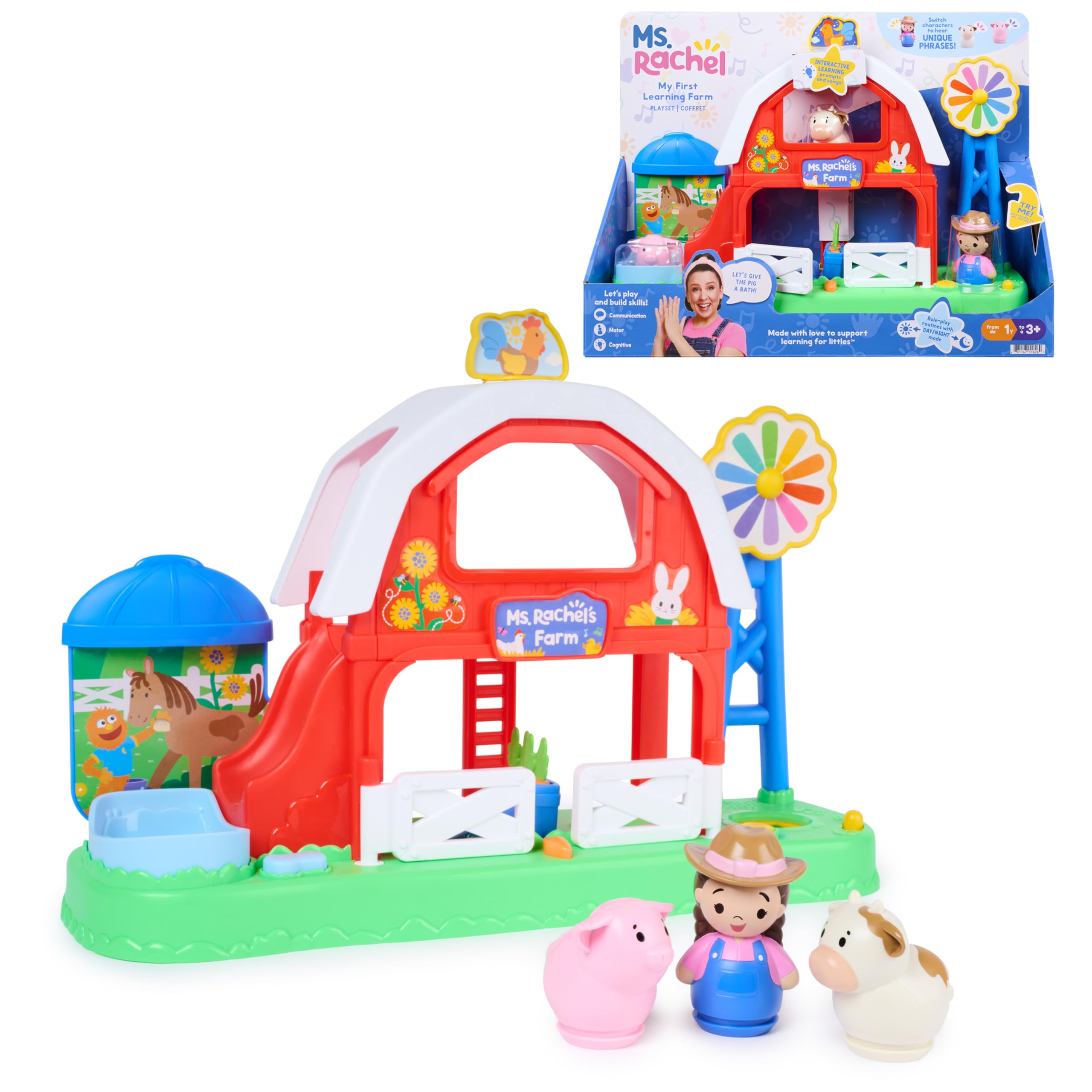 Ms. Rachel My First Learning Farm Playset - Interactive Learning for Toddlers 1-3 | Multicolor Plastic