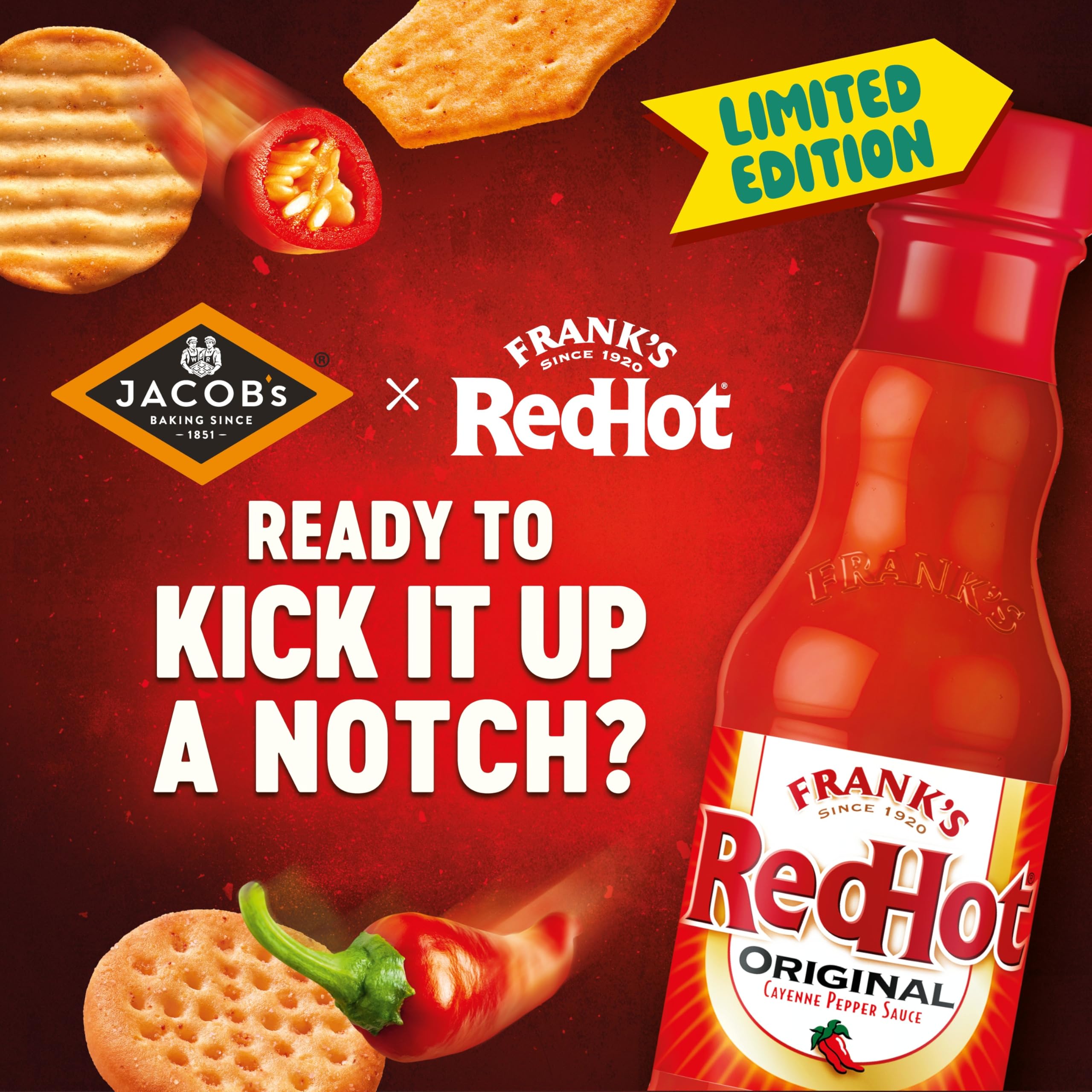 Jacob's Crinklys Franks Red Hot Original Baked Snacks Share Bag 150g