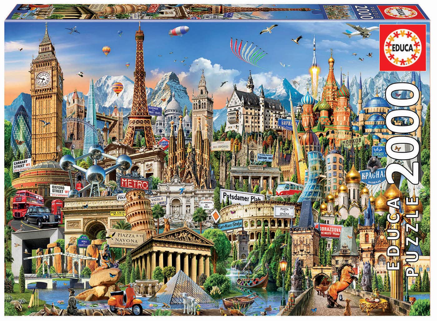 Educa Borrás 17697 Symbol of Europe 2000 Piece Jigsaw Puzzle - Landmarks of Europe 3