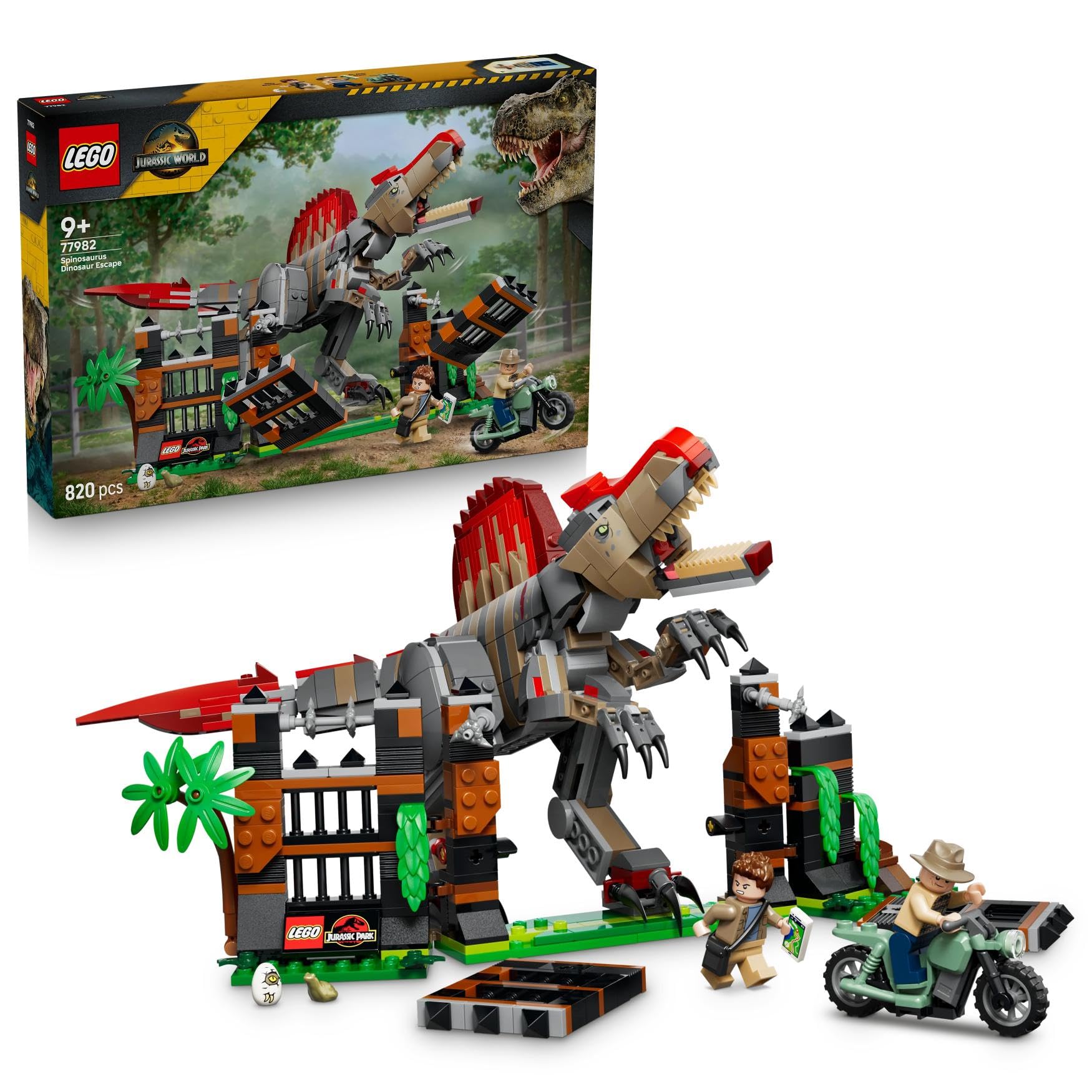 LEGO Jurassic World Spinosaurus Dinosaur Escape Building Set (Ages 9+) - Interactive Dinosaur Toy with Breakable Gate 1
