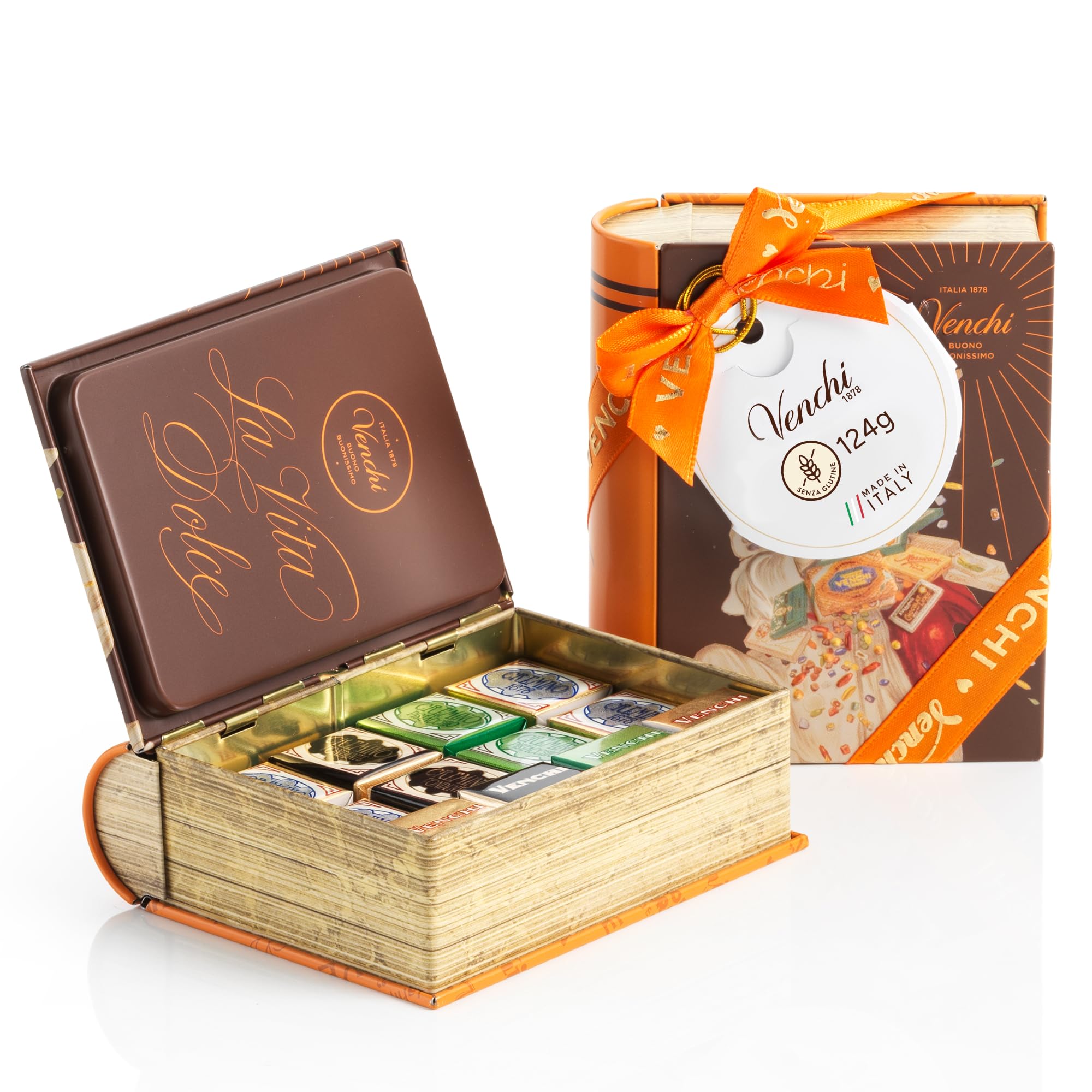 Venchi Cremini Chocolates Mini Book - Assorted Dark, Pistachio & Venezuela, 127g, Gluten Free