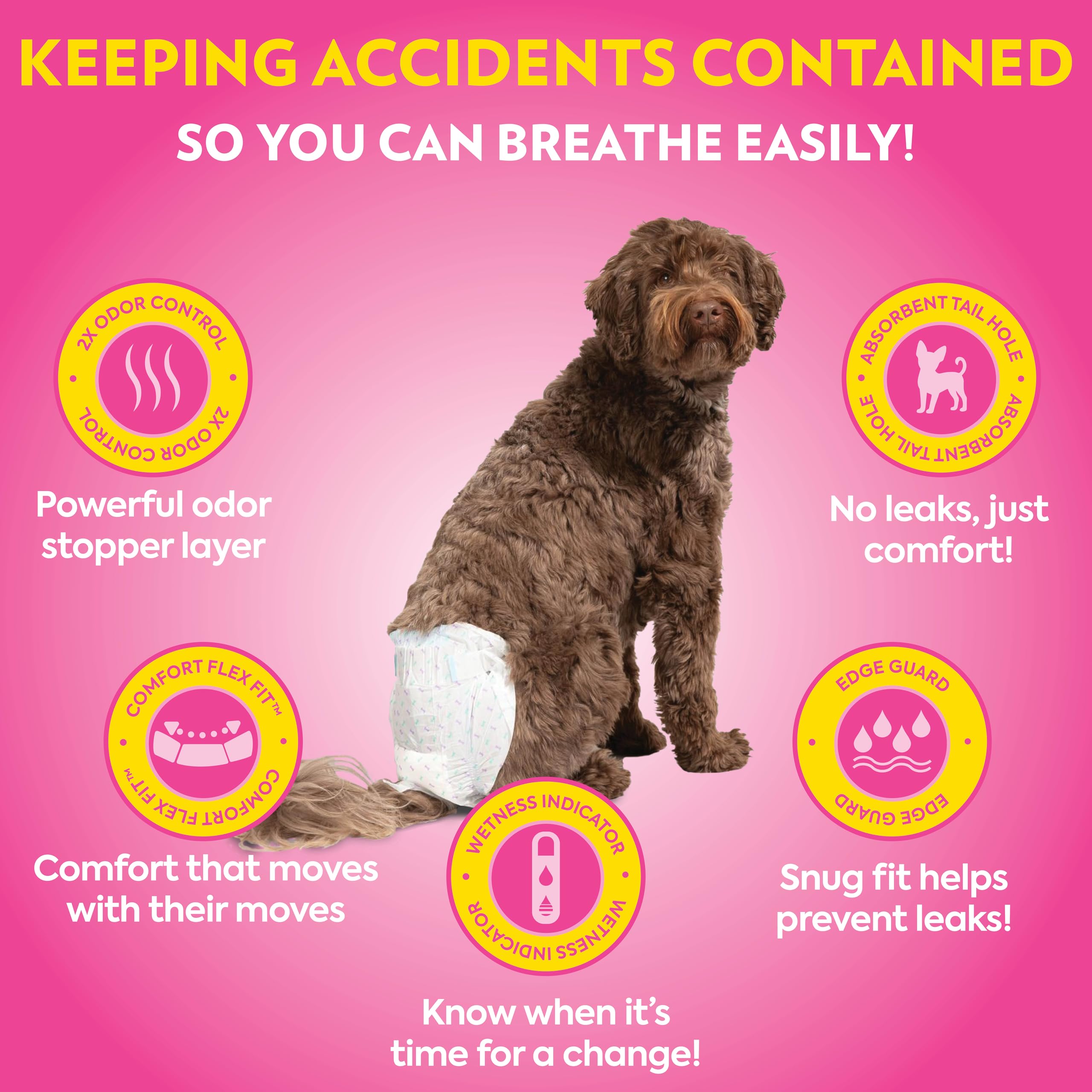 OUT! Disposable Female Dog Diapers - Leak-Proof Fit, Wetness Indicator | 14 Count, Medium/Large 2