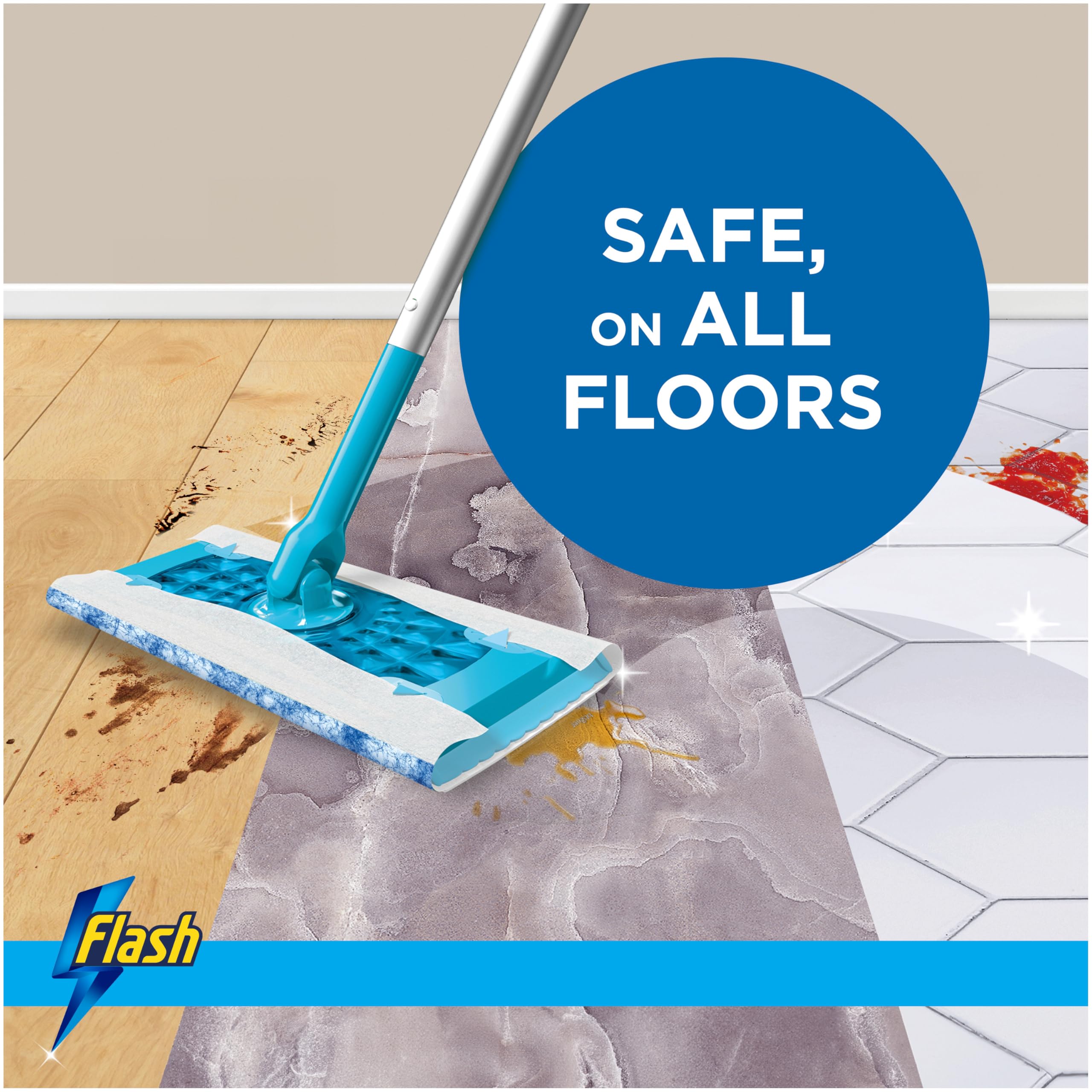 Flash Speedmop Floor Cleaner Starter Kit with Wet Refills – 1 Mop + 6 Cloths 3