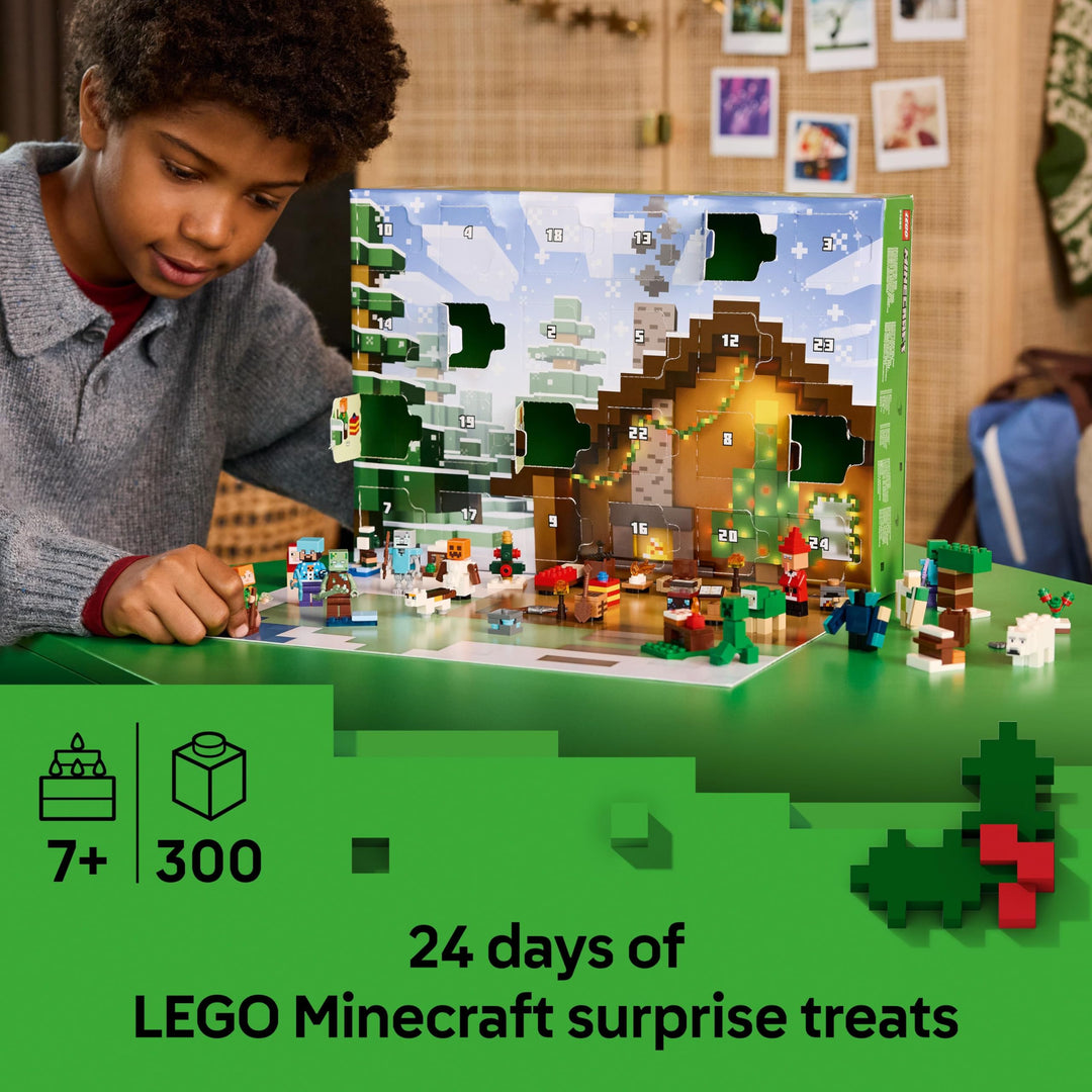 LEGO Minecraft Advent Calendar 2025 - 24-Day Buildable Holiday Toy with Minifigures and Winter Village Set