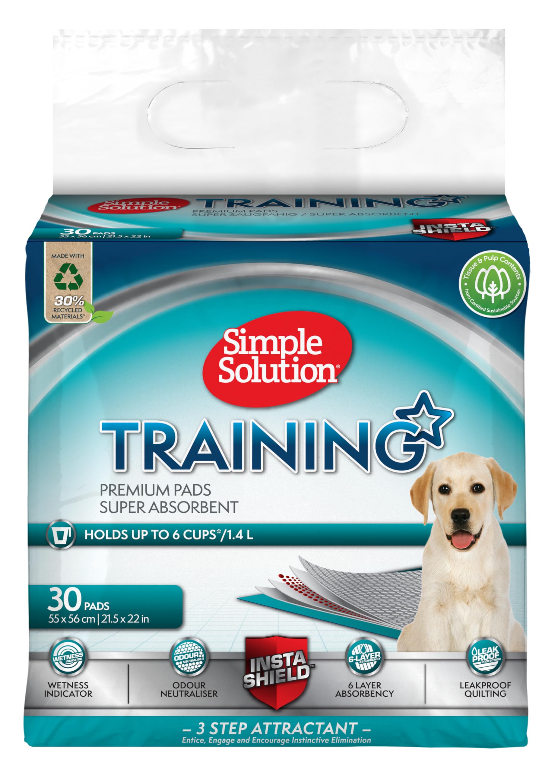 Simple Solution Absorbent Premium Dog Training Pads - 30 Pack | Leak-Proof | Insta-Shield Technology 1