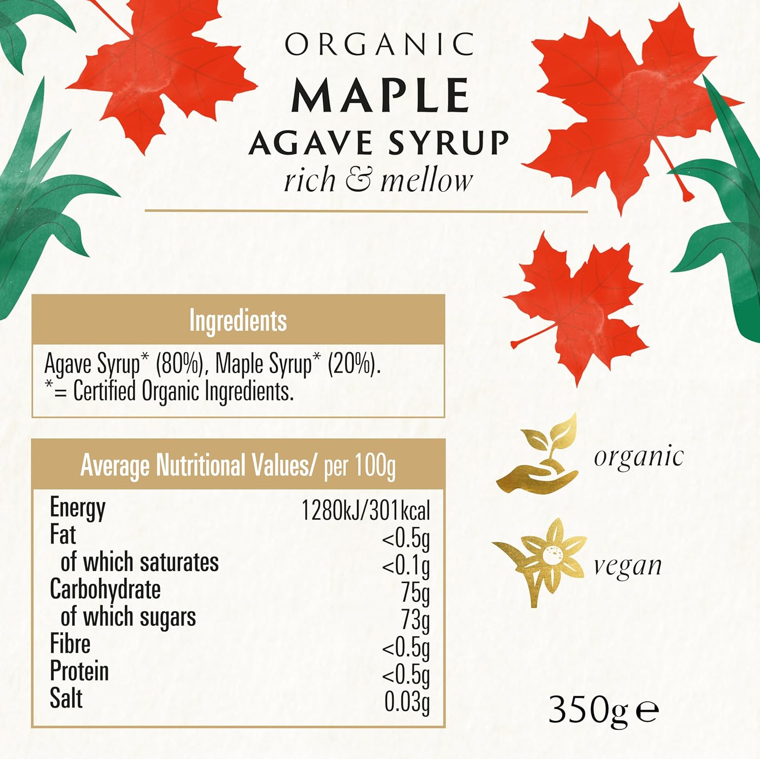 Biona Organic Maple Agave Syrup 350g 2