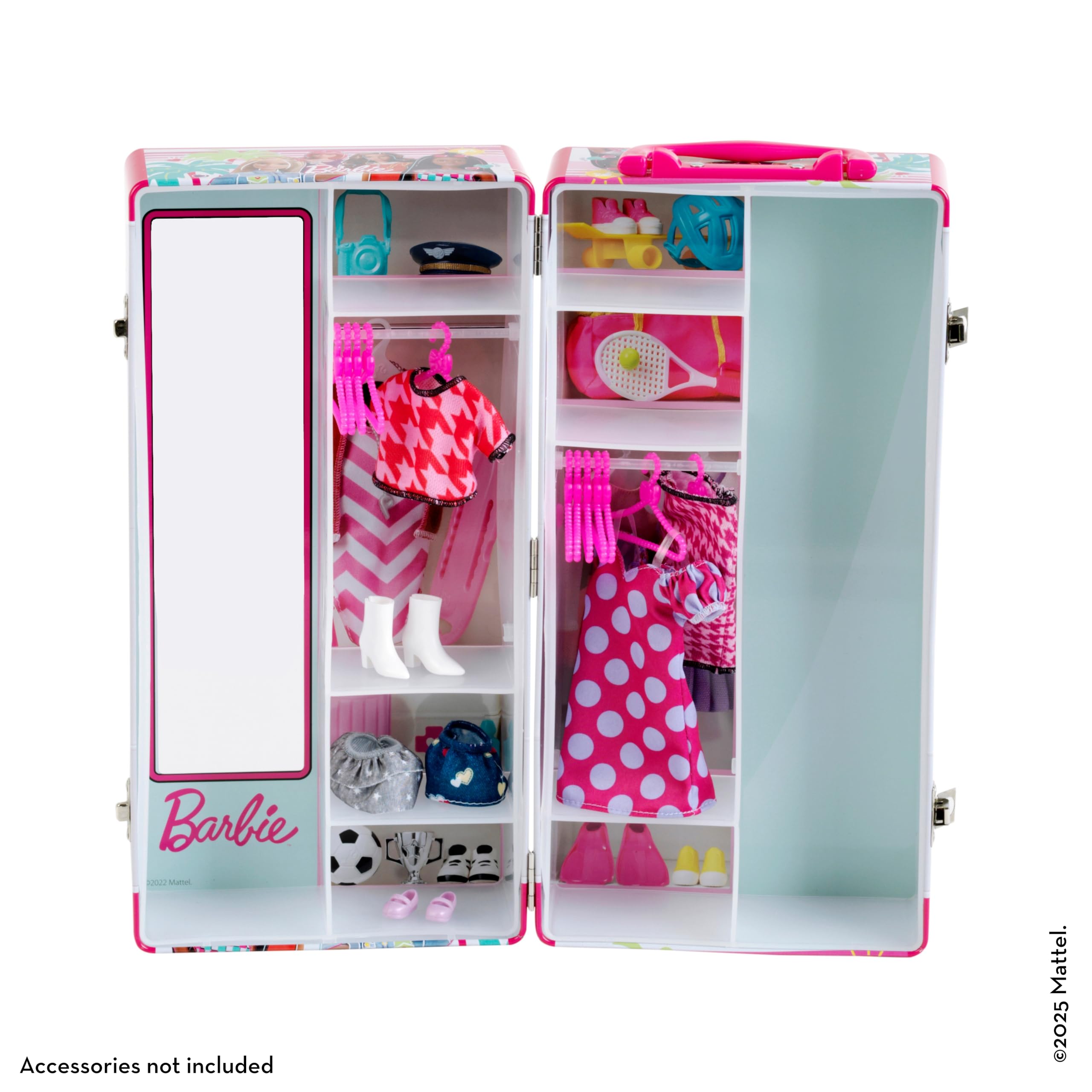 Theo Klein 5801 Barbie Wardrobe Trunk - Playset with Clothes Rails & Shelves for Kids 3+ 7