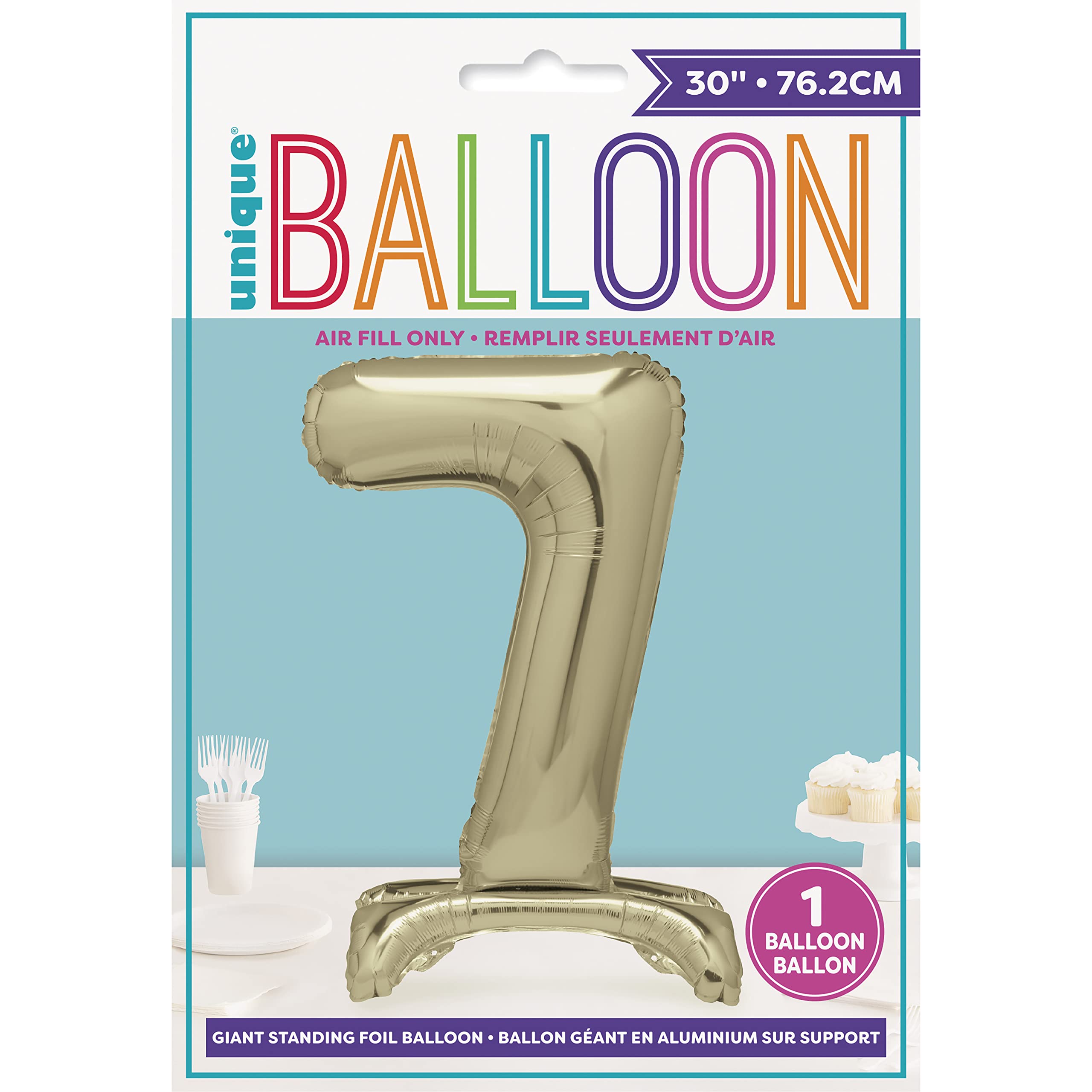 Unique Gold Standing Number 7 Foil Balloon 30" - Party Decoration 2
