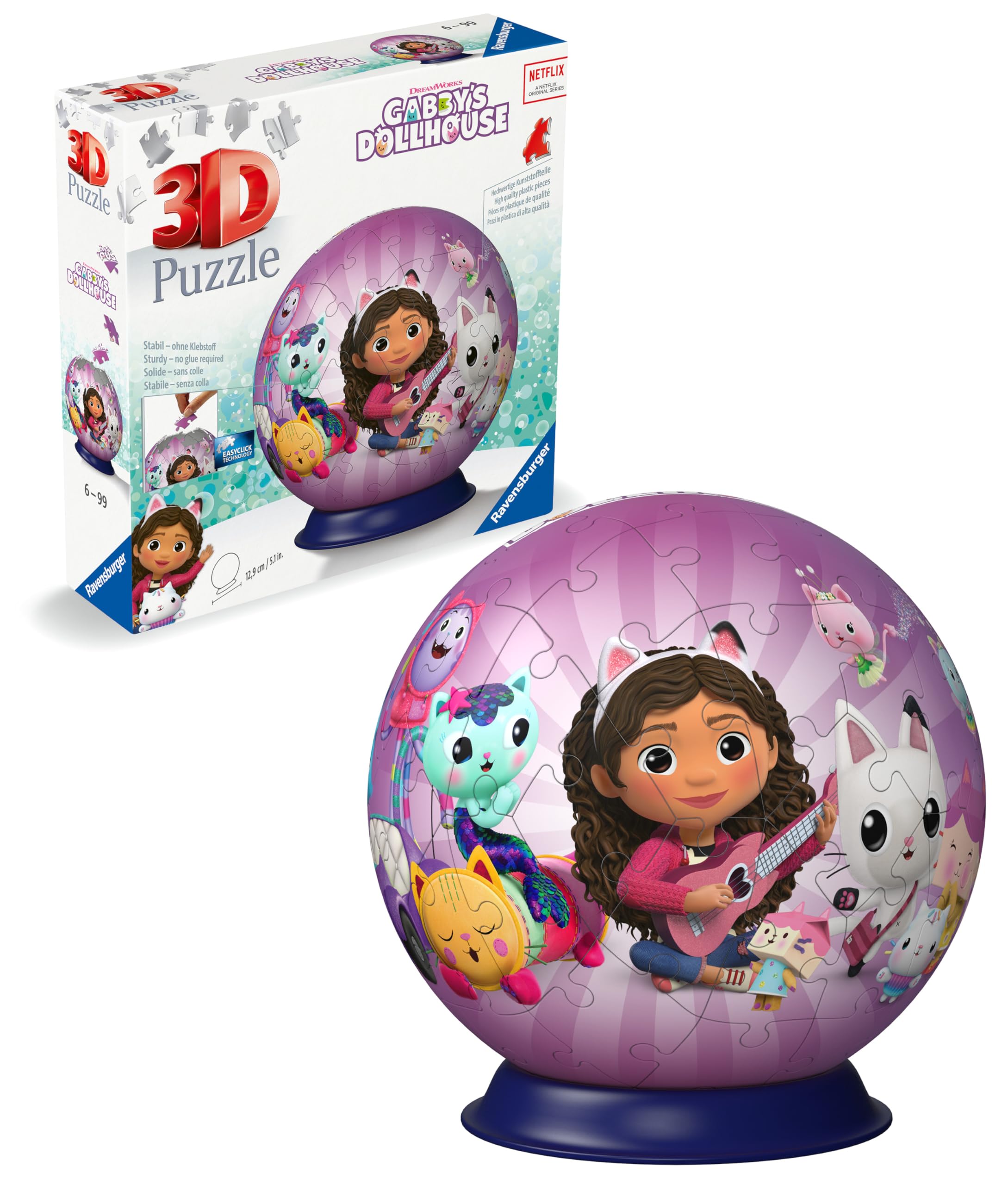 Ravensburger Gabby's Dollhouse 3D Puzzle Ball - 72-Piece Plastic Puzzle for Kids 6 Years and Up 7