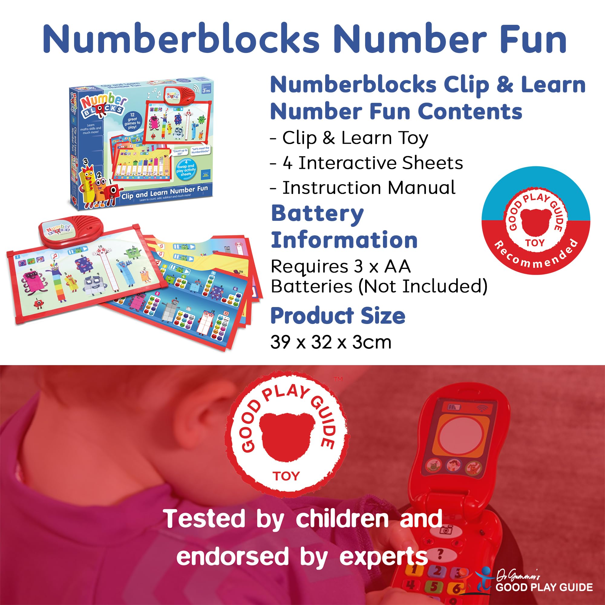 Numberblocks Clip & Learn Number Fun Toy - Educational Electronic Learning Game for Ages 18 Months+ 16