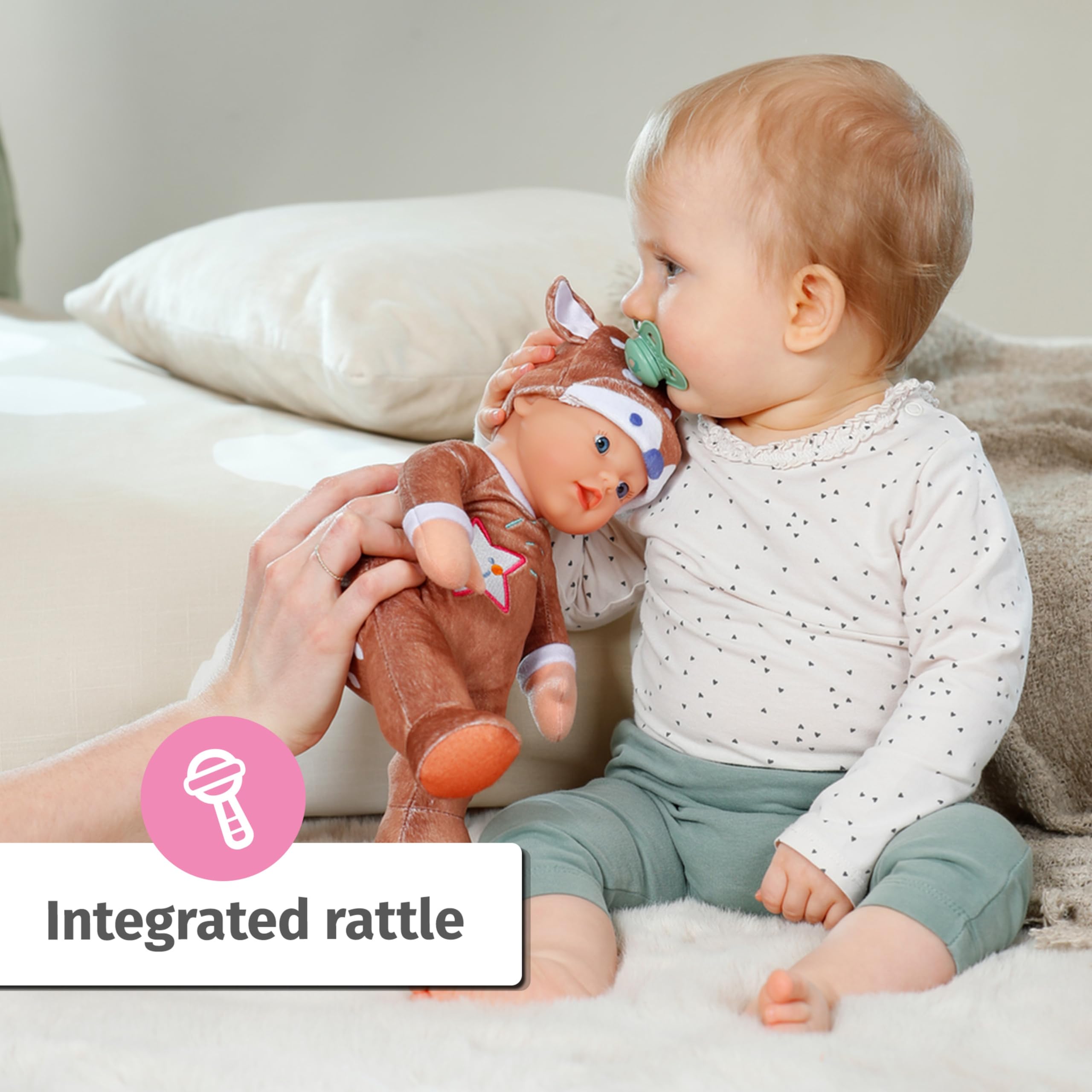 BABY born Sleepy Deer 30cm Soft Fabric Doll with Rattle - Suitable from Birth 4